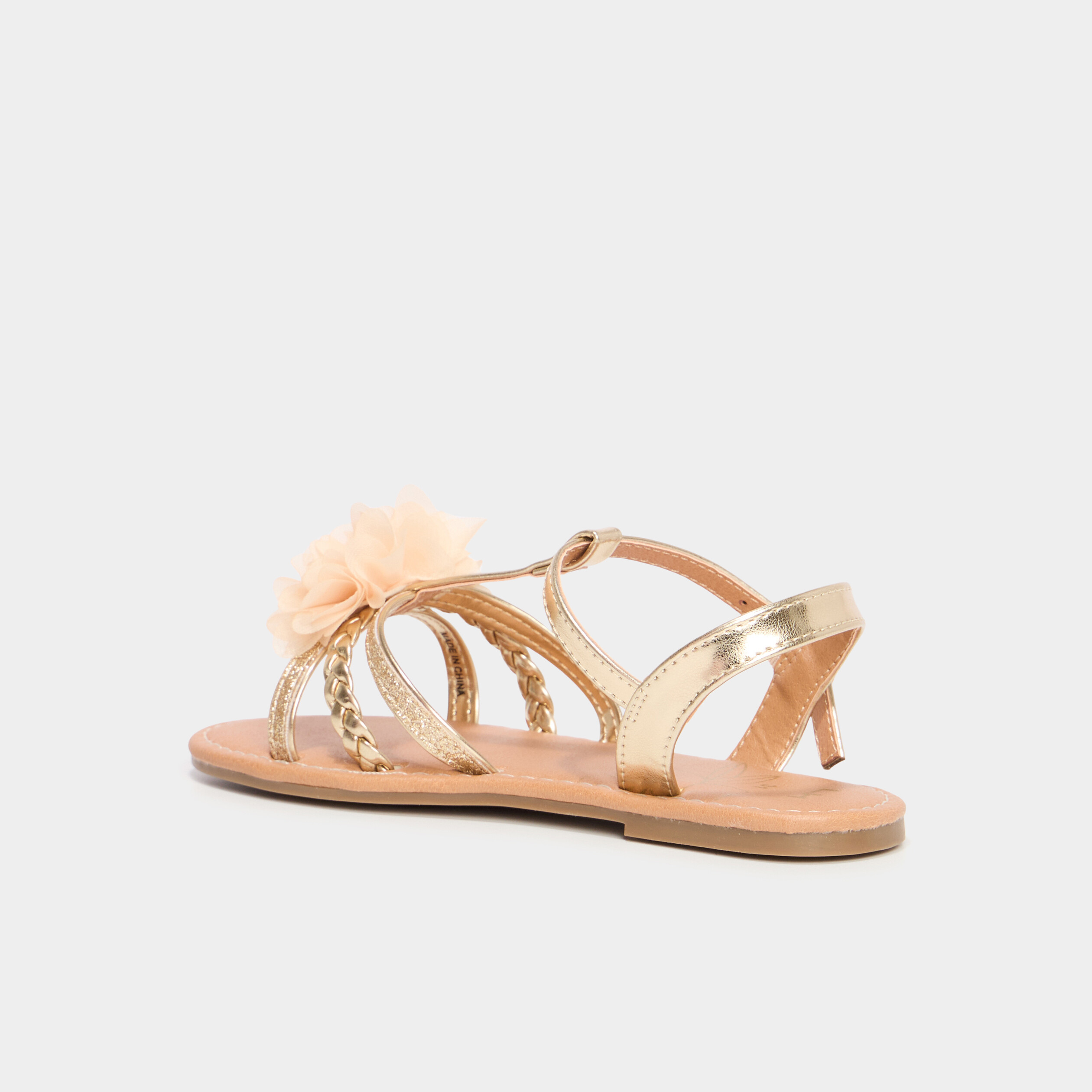 sandales paillettes et fleurs jaune or fille Sandales paillettes et fleurs jaune or fille