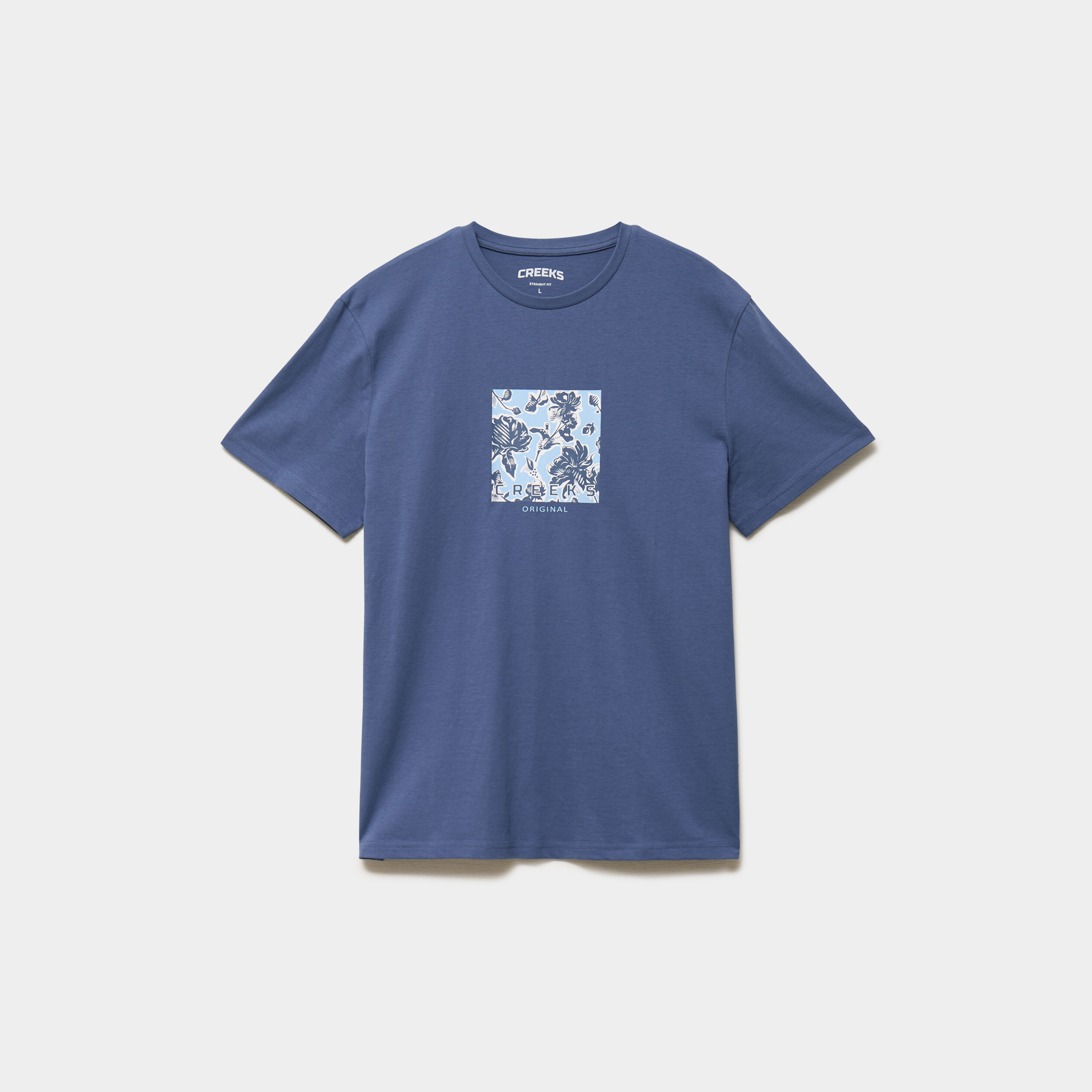 T-shirt col rond manches courtes coton bleu lavande homme