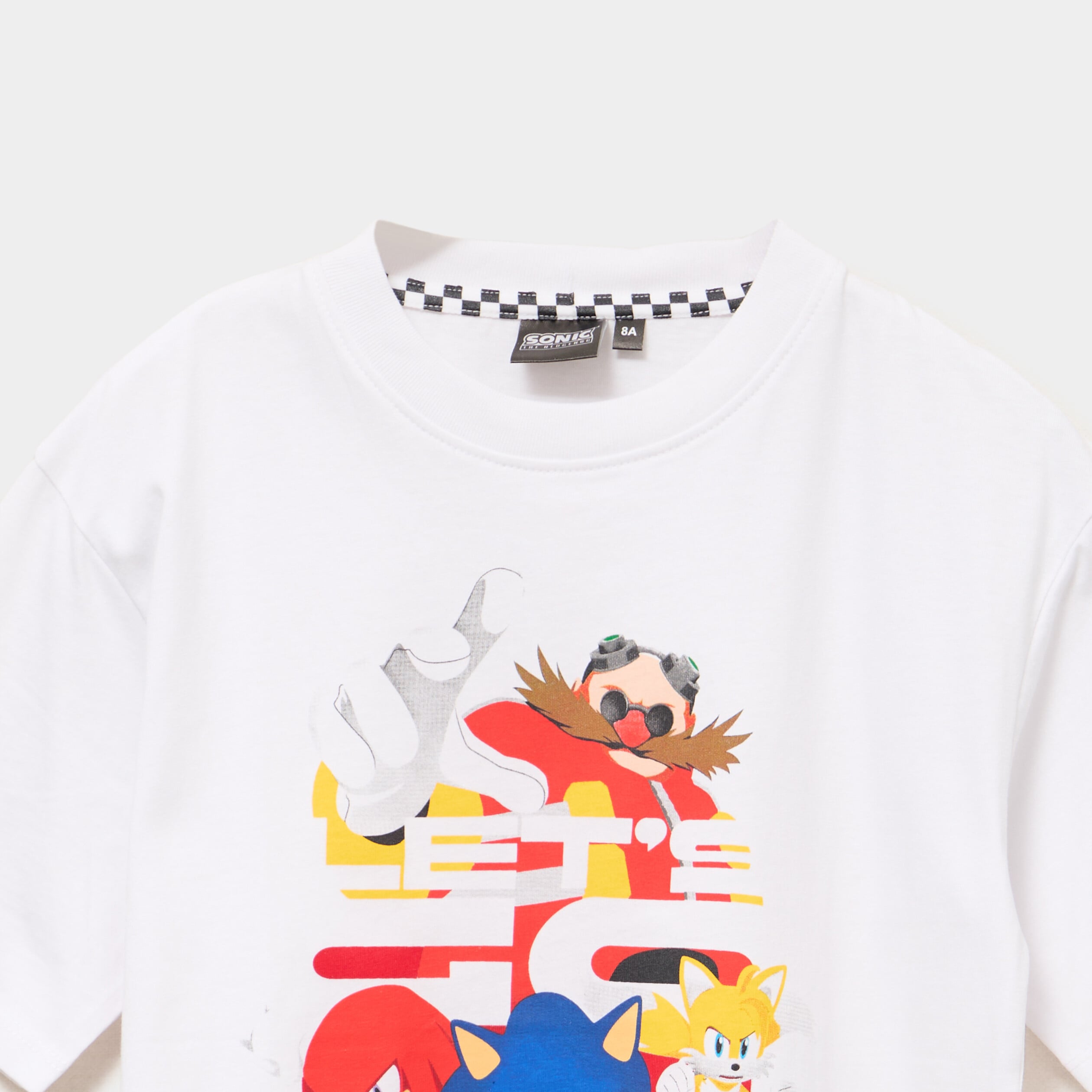 T-shirt manches courtes coton Sonic blanc gar&ccedil;on