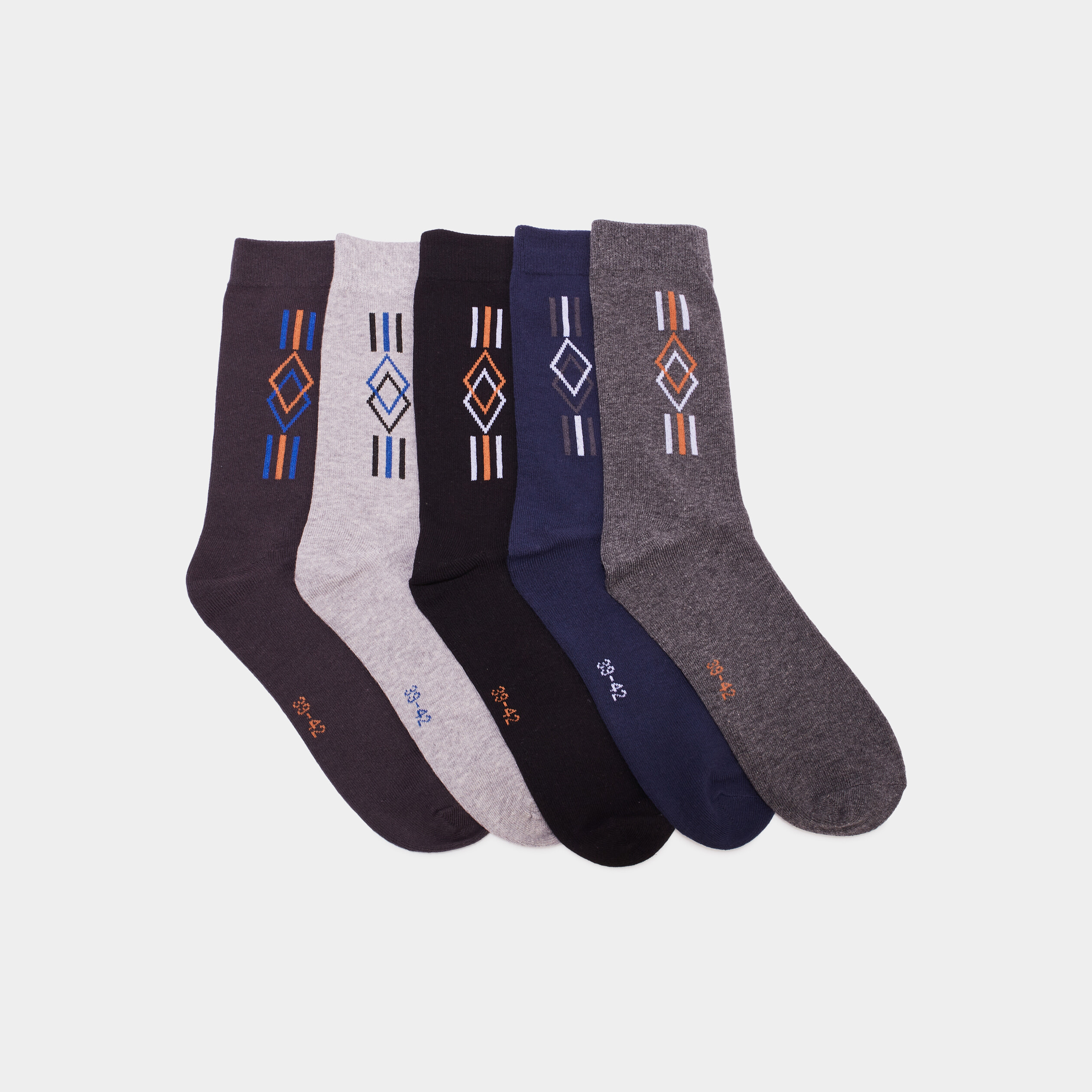 Lot 5 paires chaussettes multicolore homme