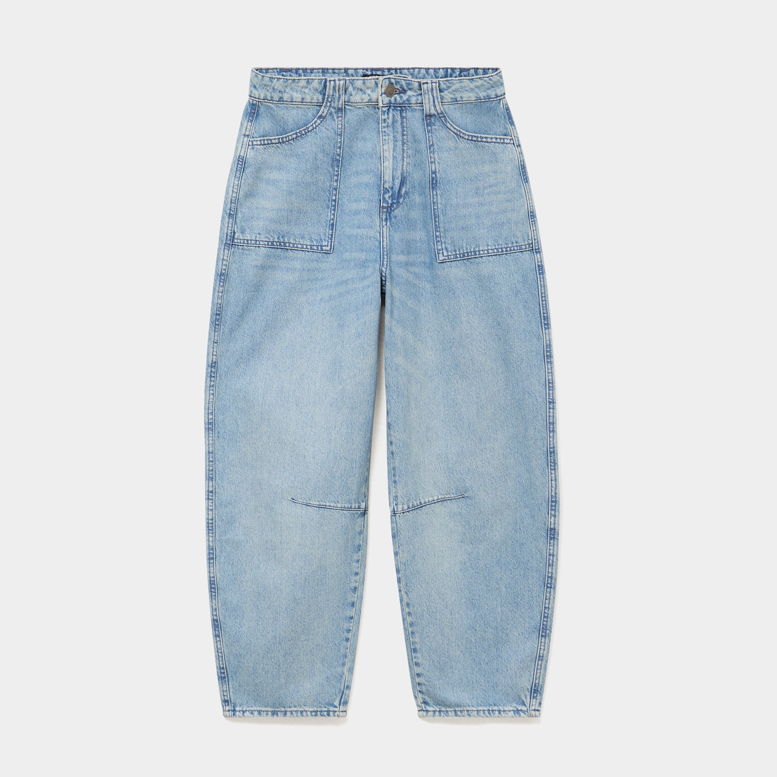 Jean balloon coton denim bleach femme