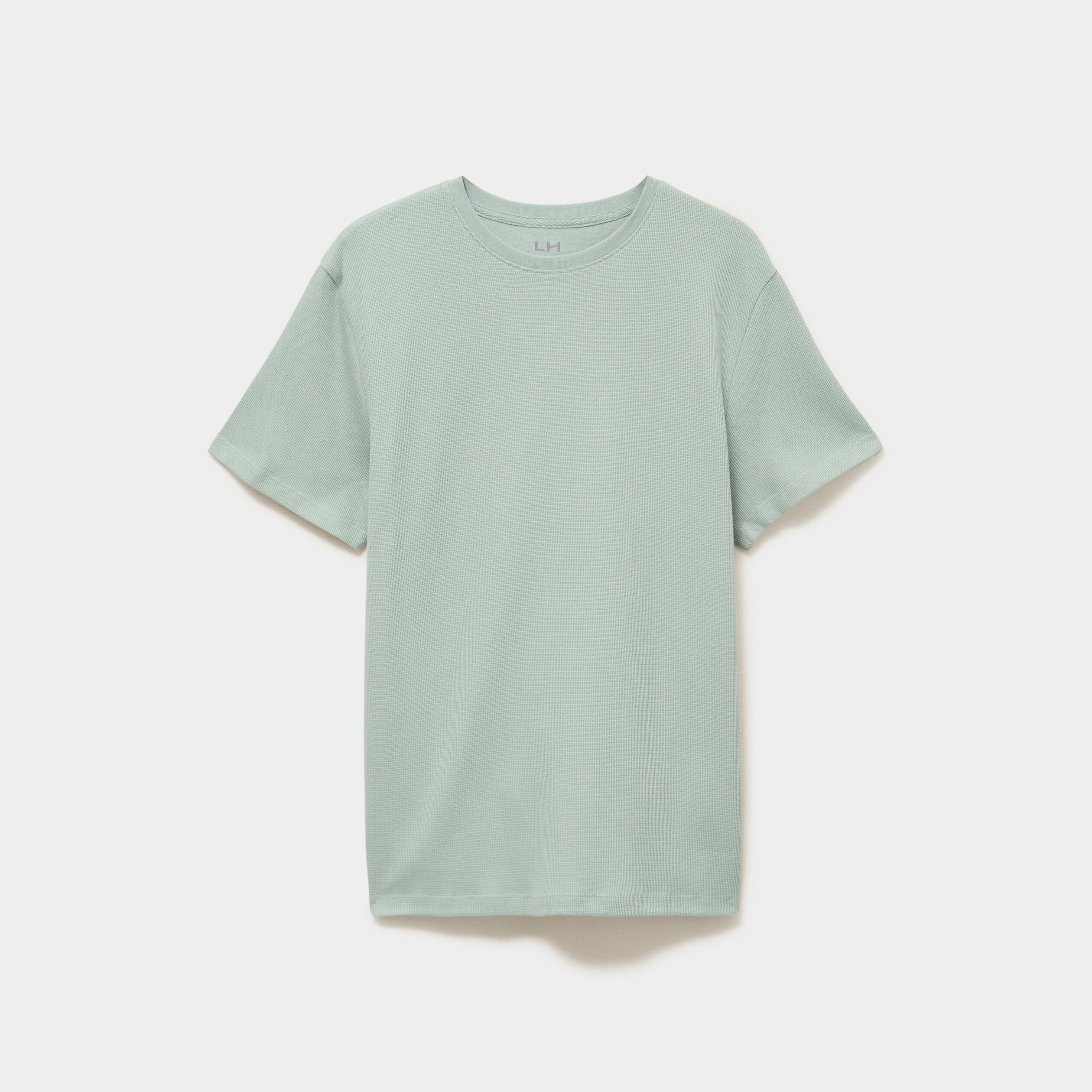 T-shirt textur&eacute; droit col rond coton vert pastel homme