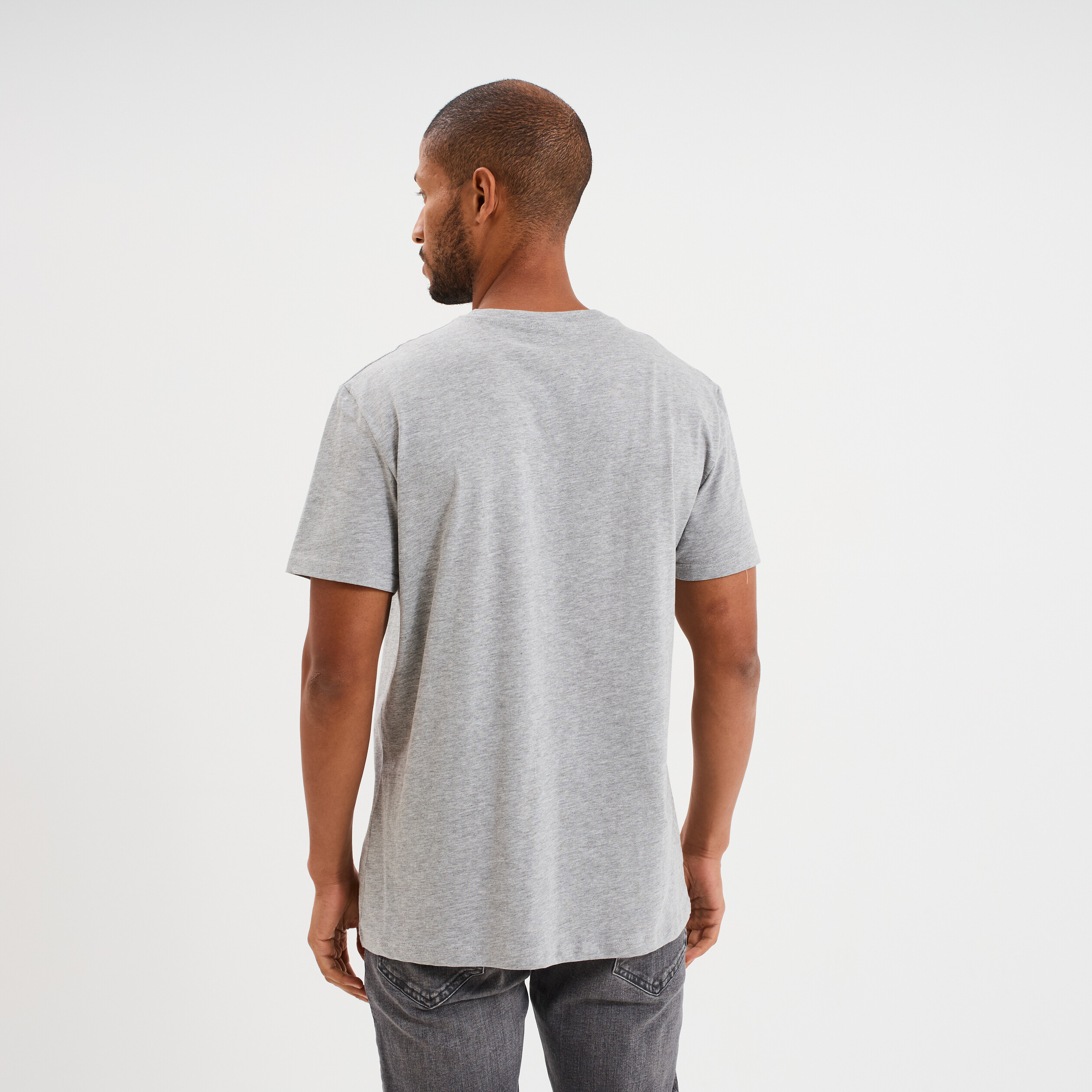 T-shirt droit en coton manches courtes gris homme