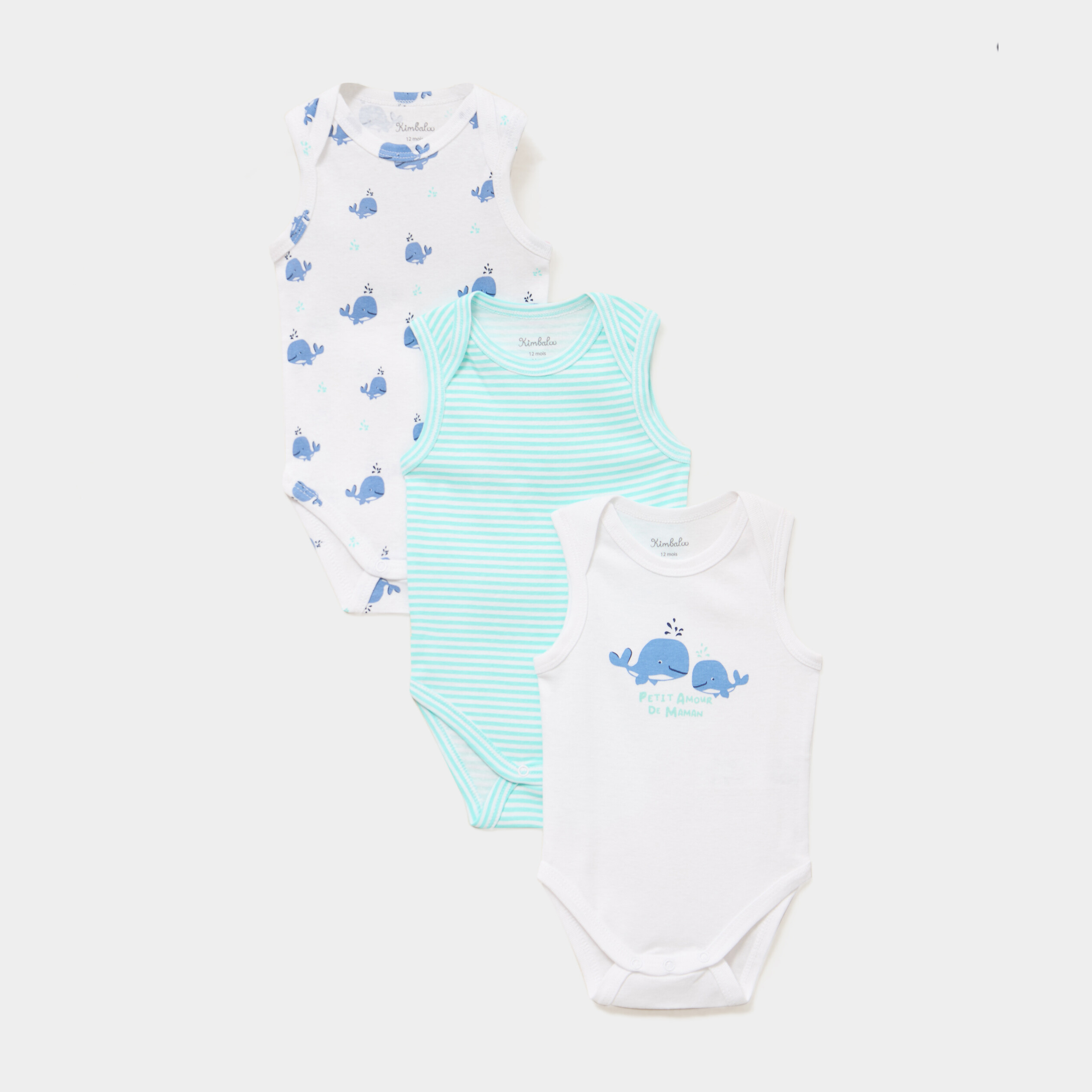 Lot 3 bodies US sans manches bleu turquoise b&eacute;b&eacute;