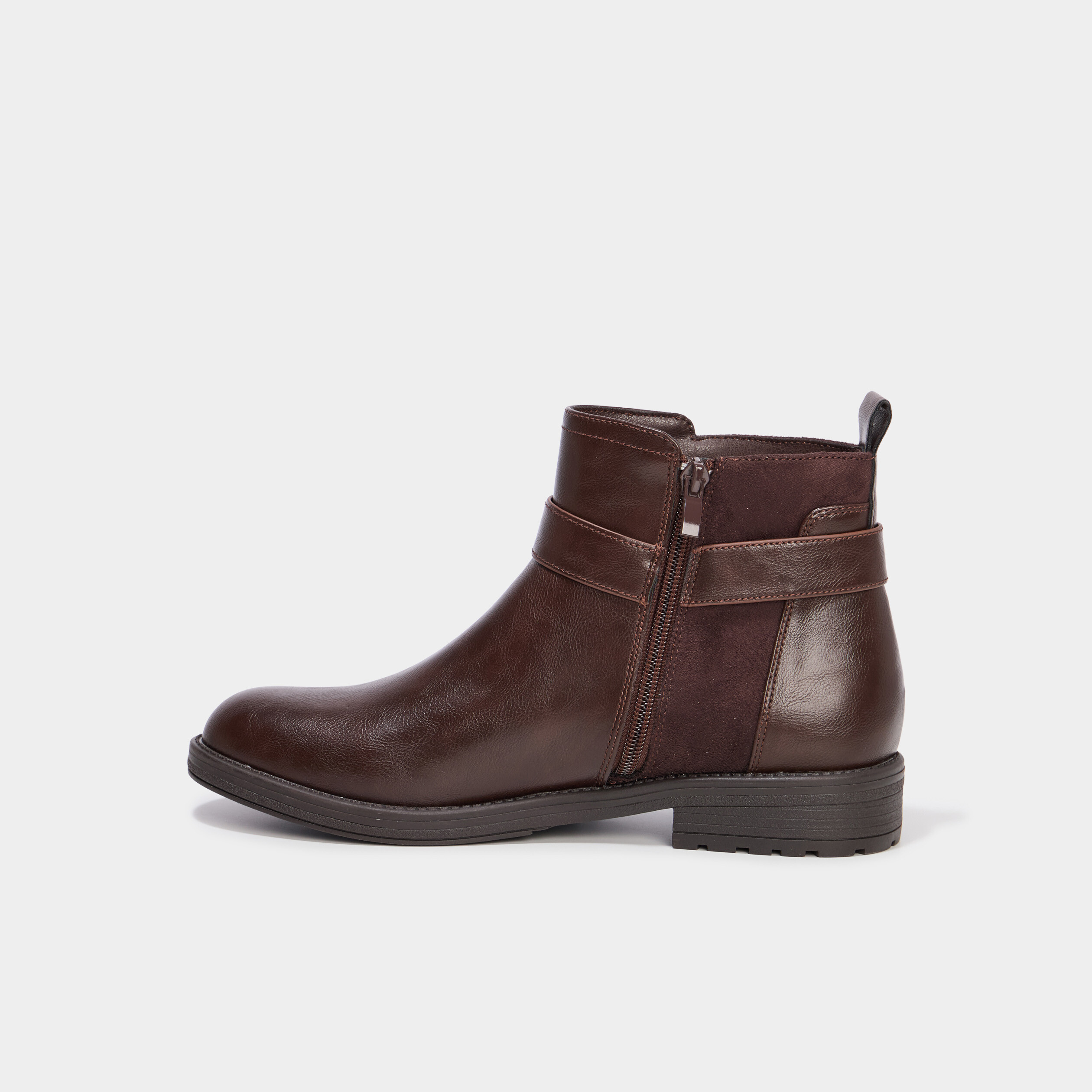 Bottines avec boucles et talons marron femme