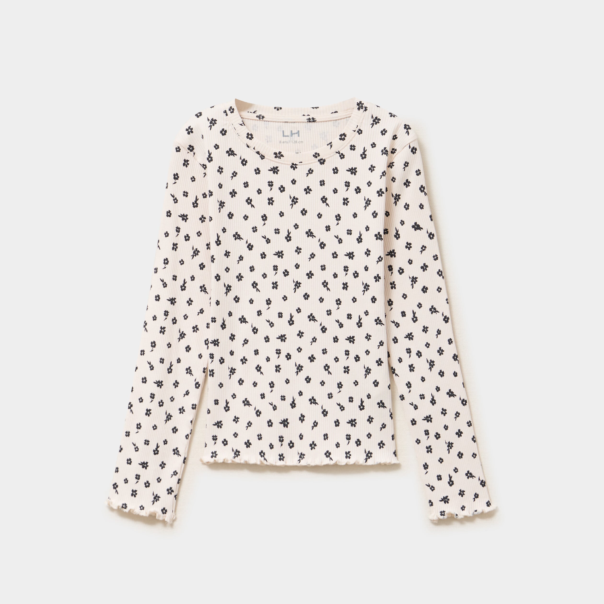 T-shirt c&ocirc;tel&eacute; ajust&eacute; manches longues beige fille