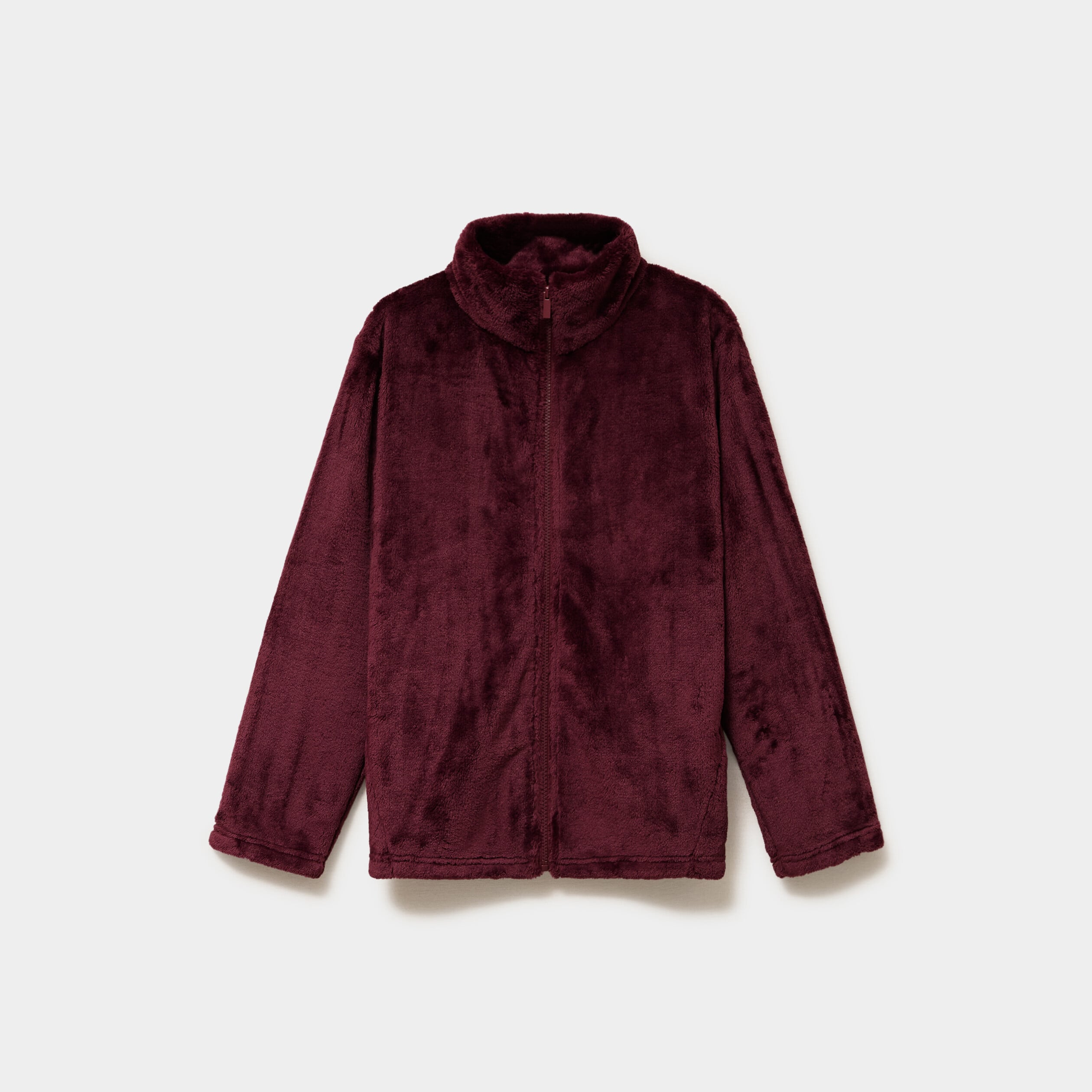 Veste de pyjama col montant polaire prune femme