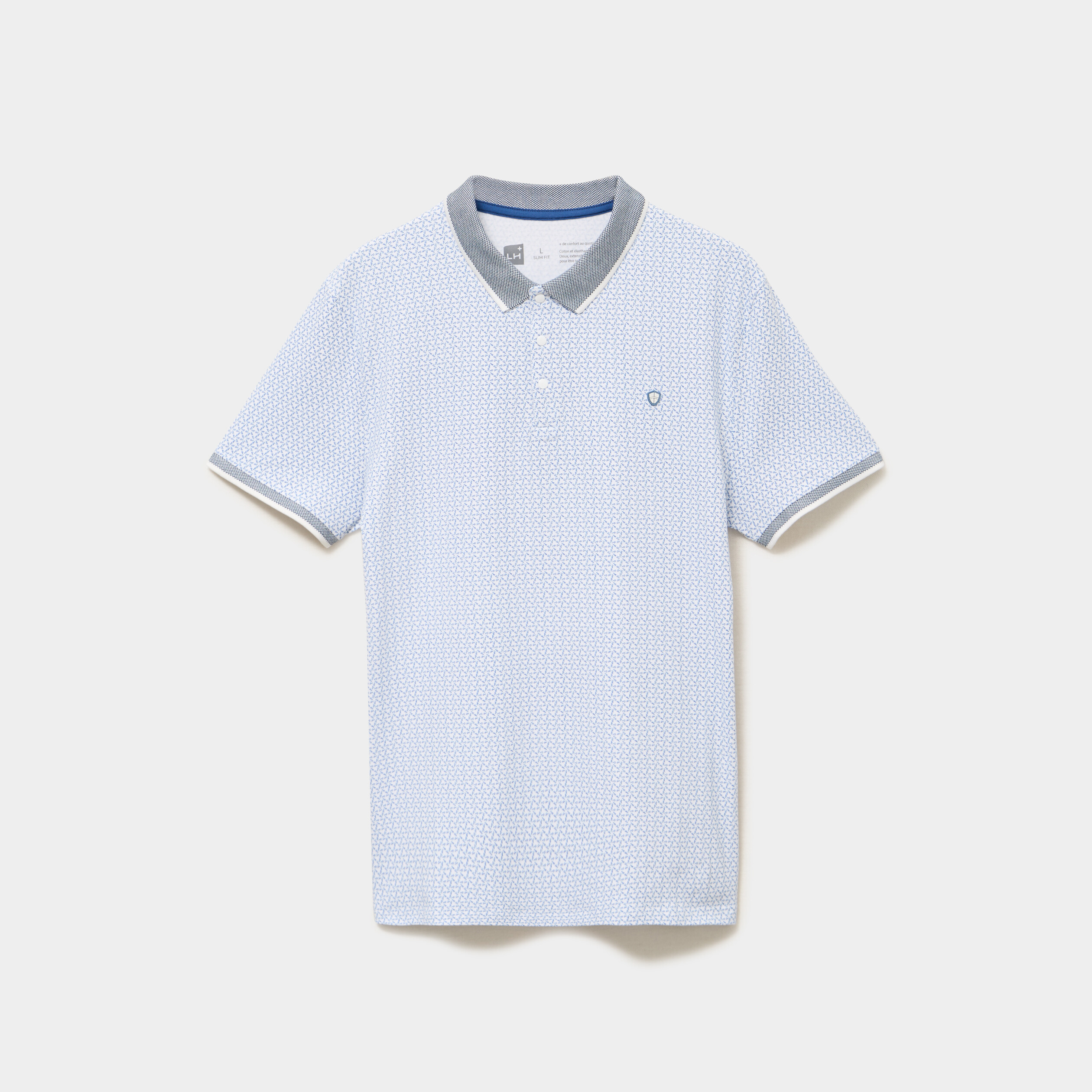 Polo slim manches courtes stretch blanc homme