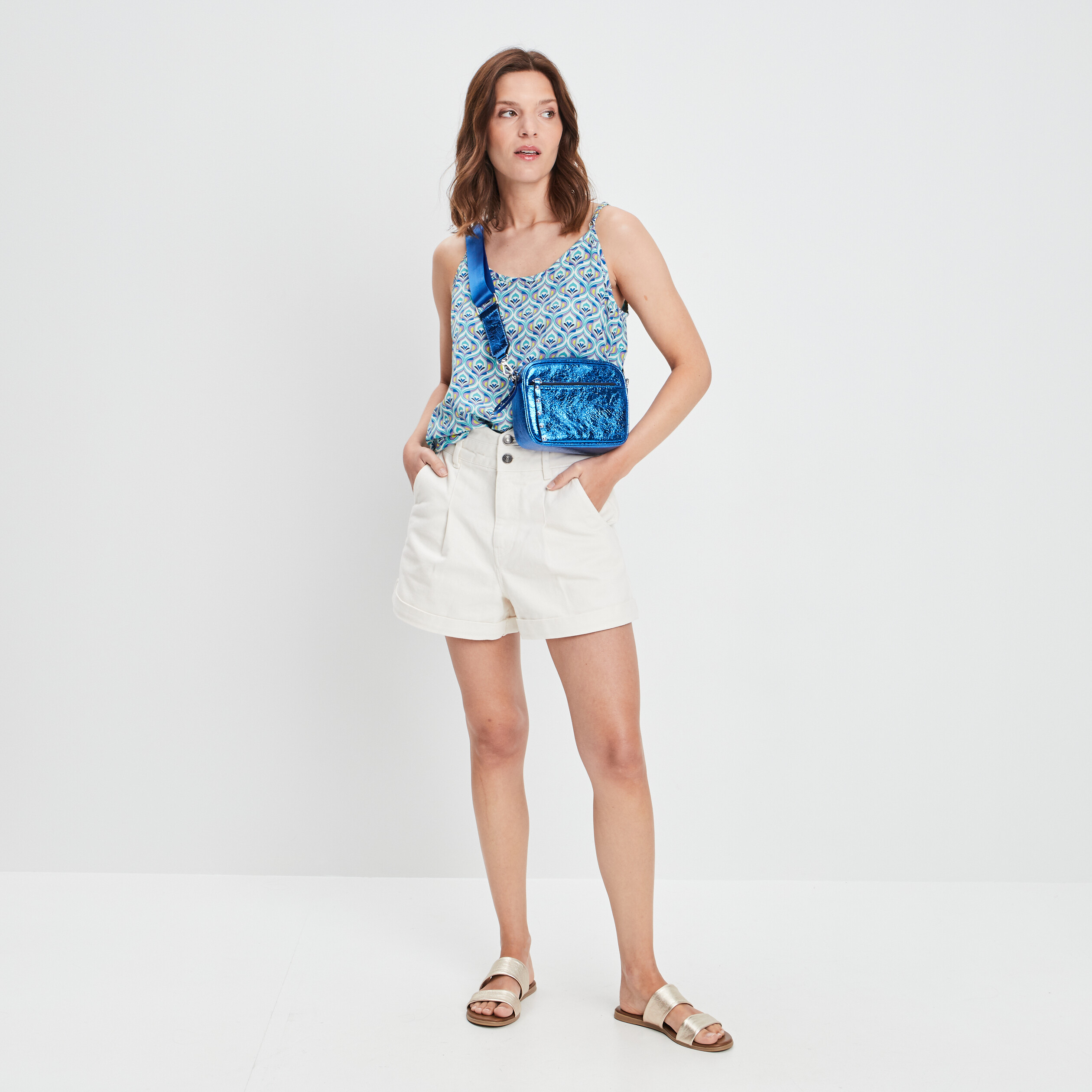 Caraco bretelles fines vert turquoise femme