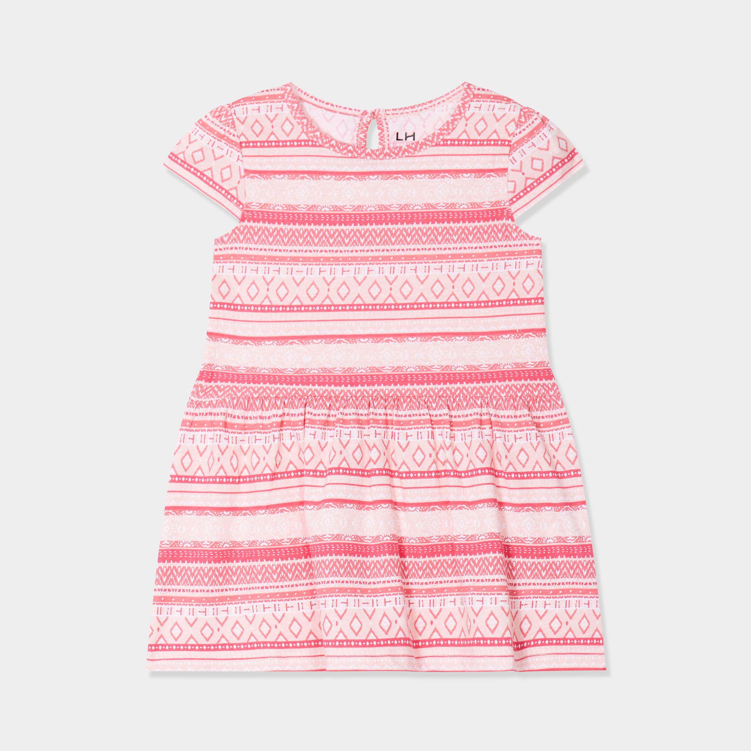 robe patineuse a manches courtes coton rose bebef Robe patineuse à manches courtes coton rose bébé fille