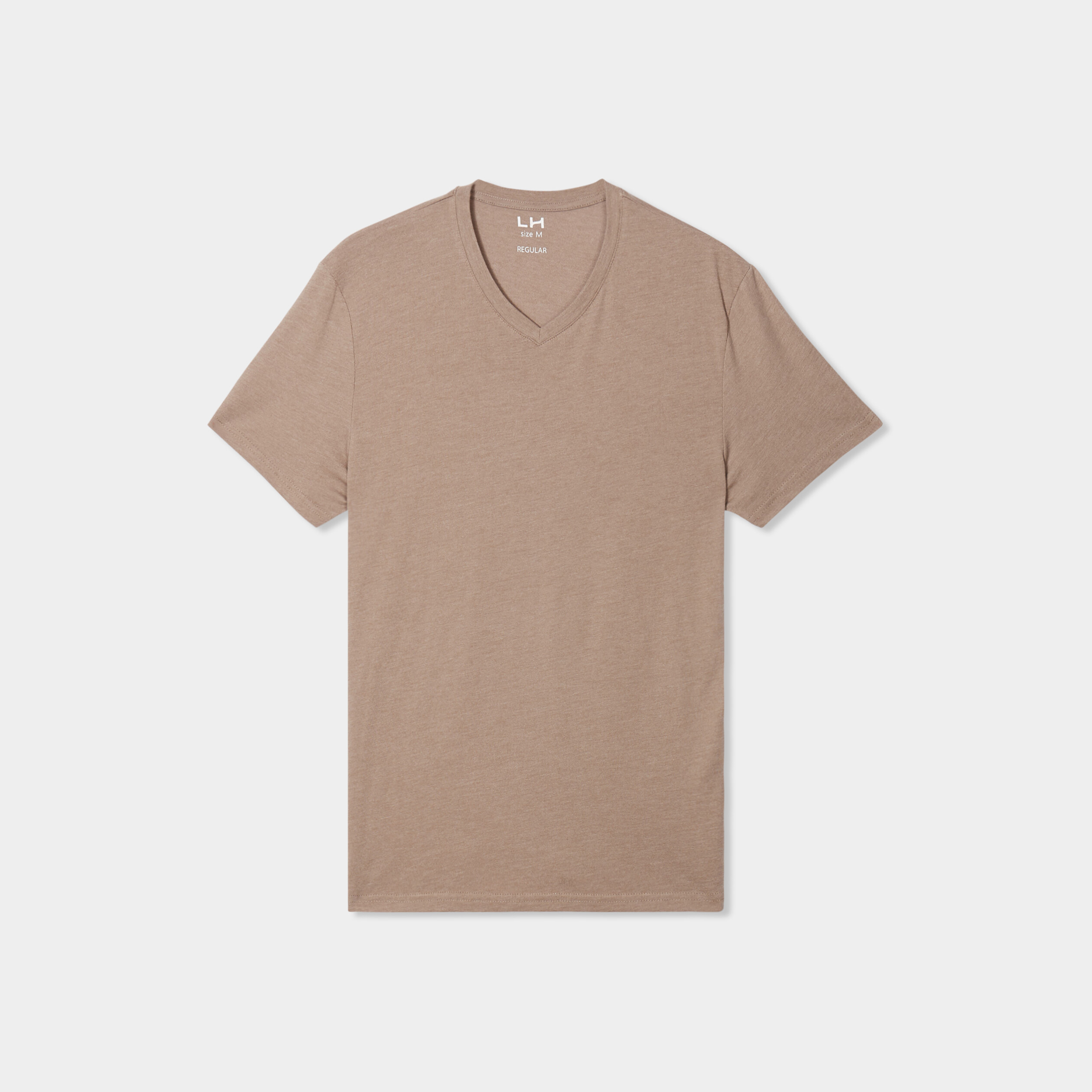 t shirt manches courtes coton col v taupe homme T-shirt manches courtes coton col V taupe homme