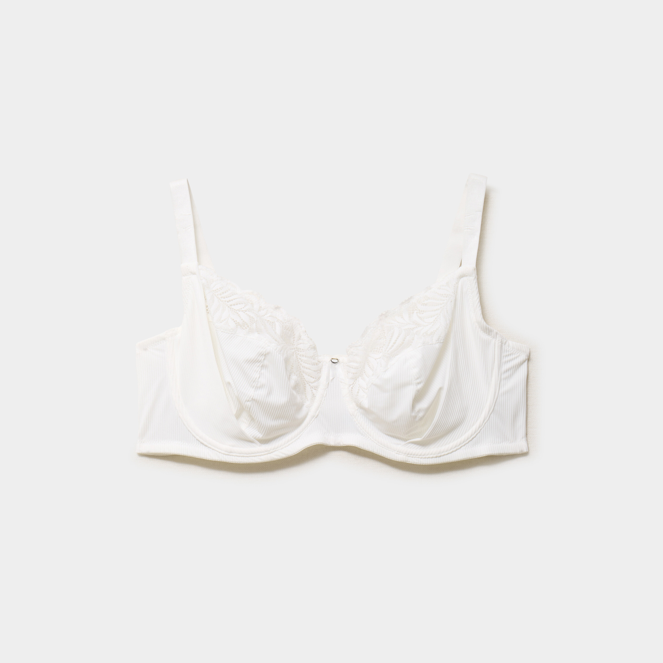 Soutien-gorge dentelle embo&icirc;tant c&ocirc;tel&eacute; blanc femme grande taille