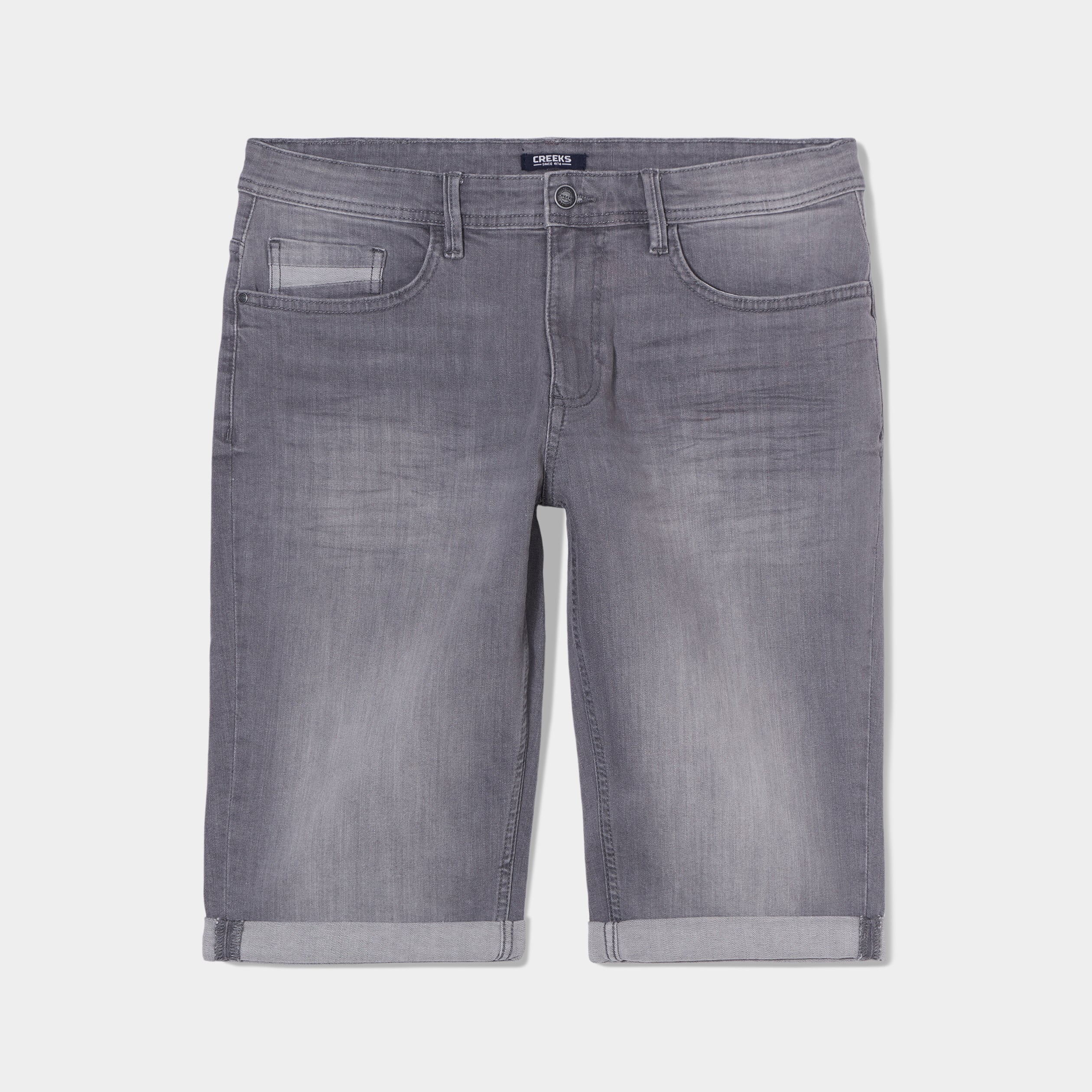Bermuda short en jean regular denim gris homme