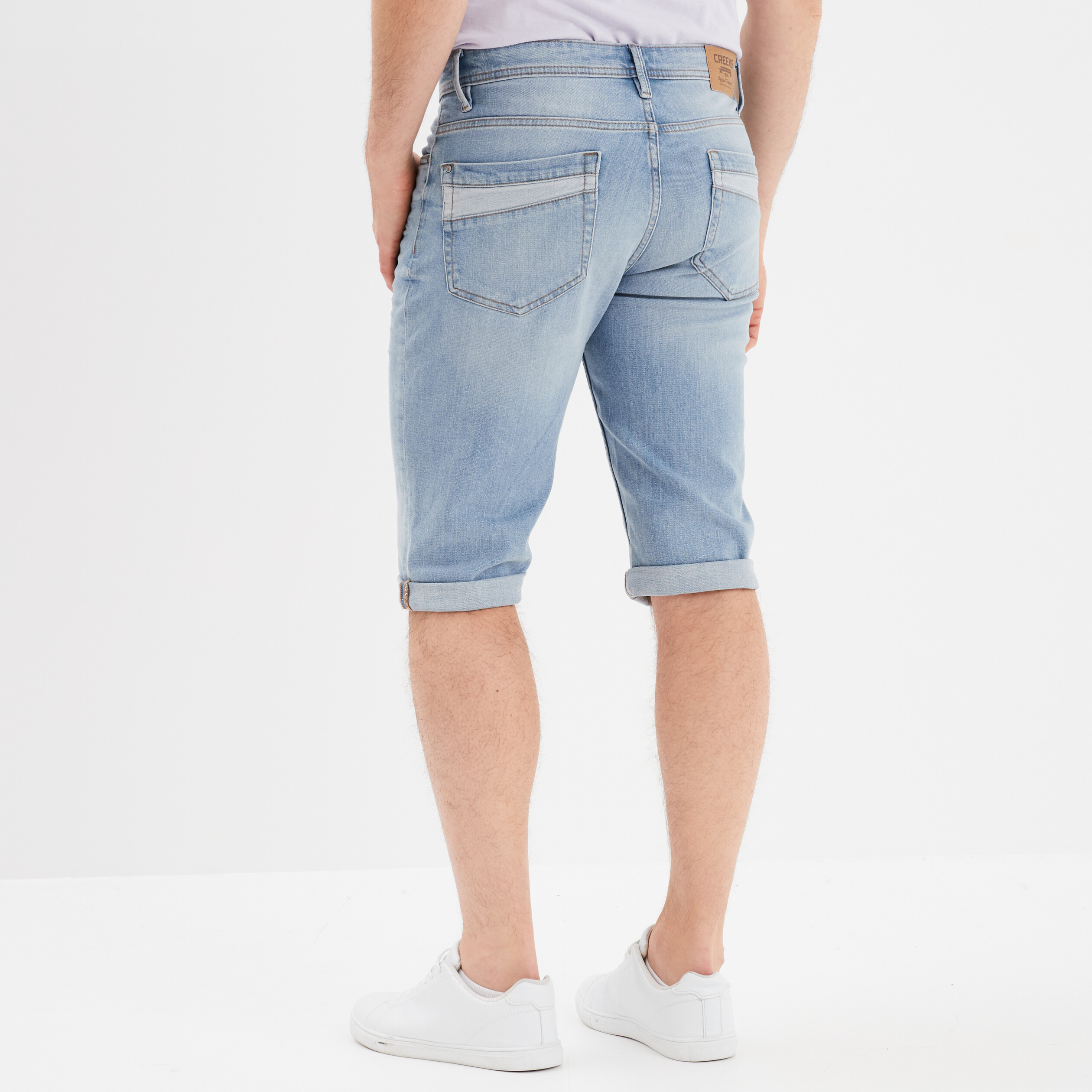 bermuda regular en jean denim triple stone homme Bermuda regular en jean denim triple stone homme