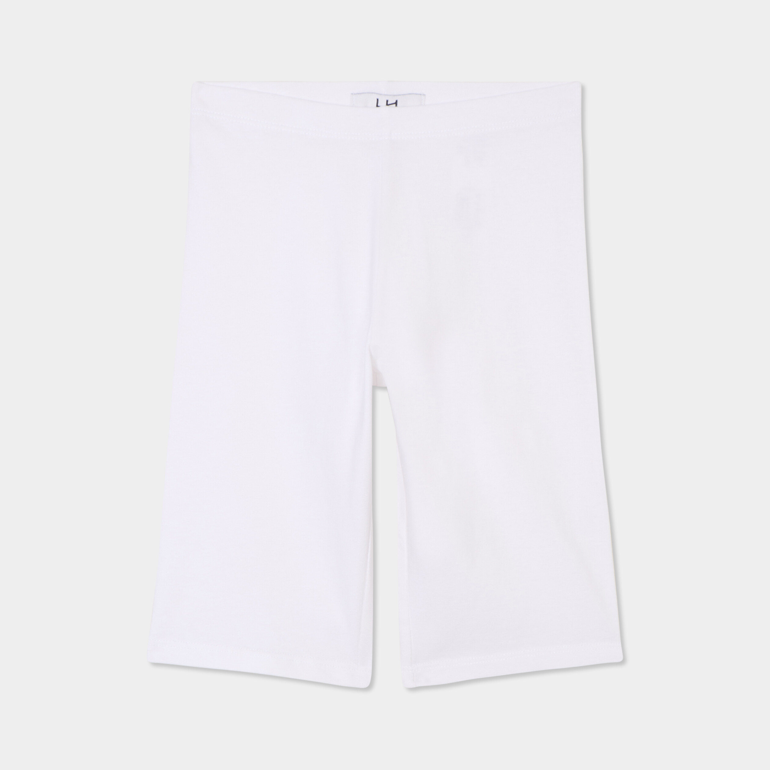 Short cycliste coton taille &eacute;lastiqu&eacute;e blanc fille