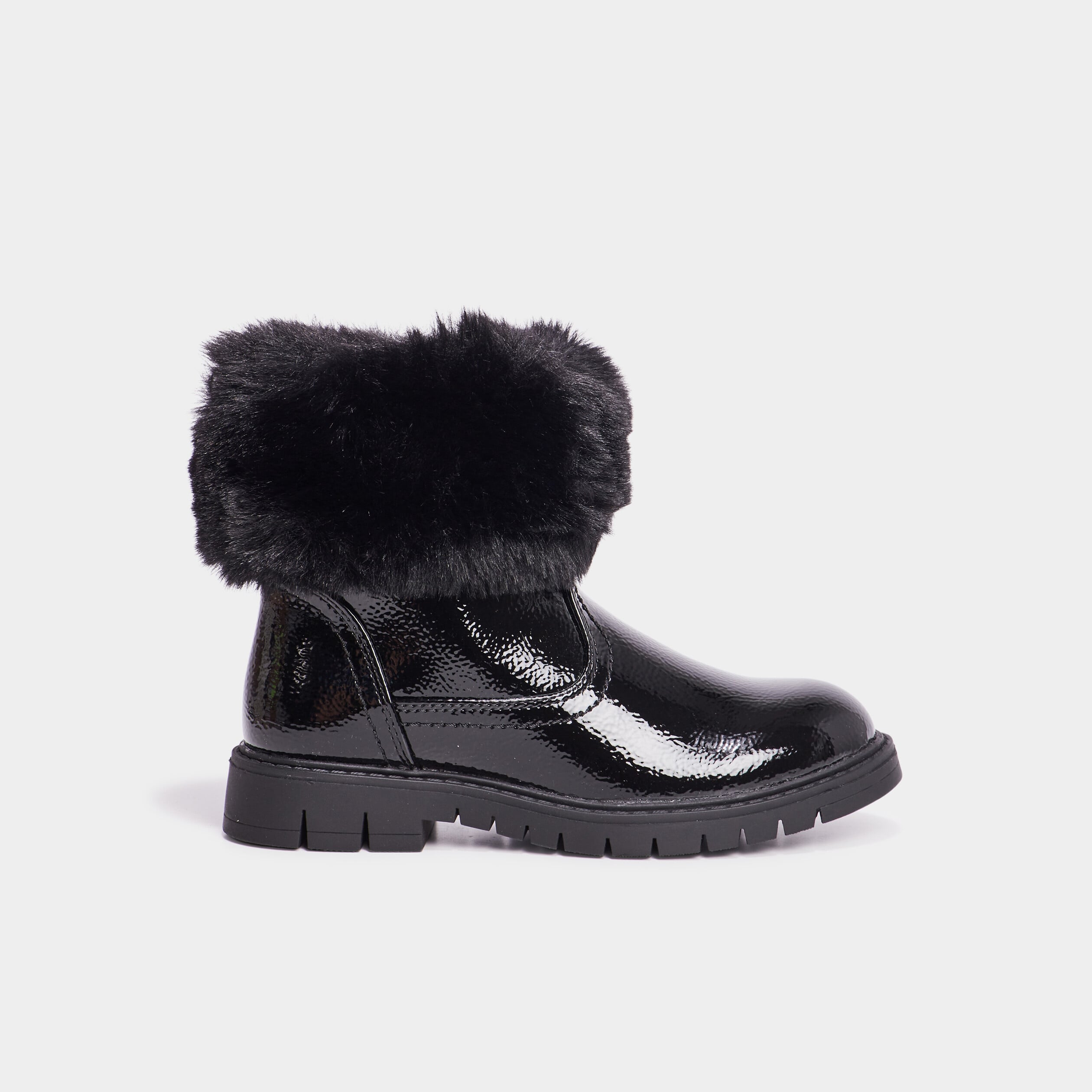 Bottines avec fausse fourrure noir fille