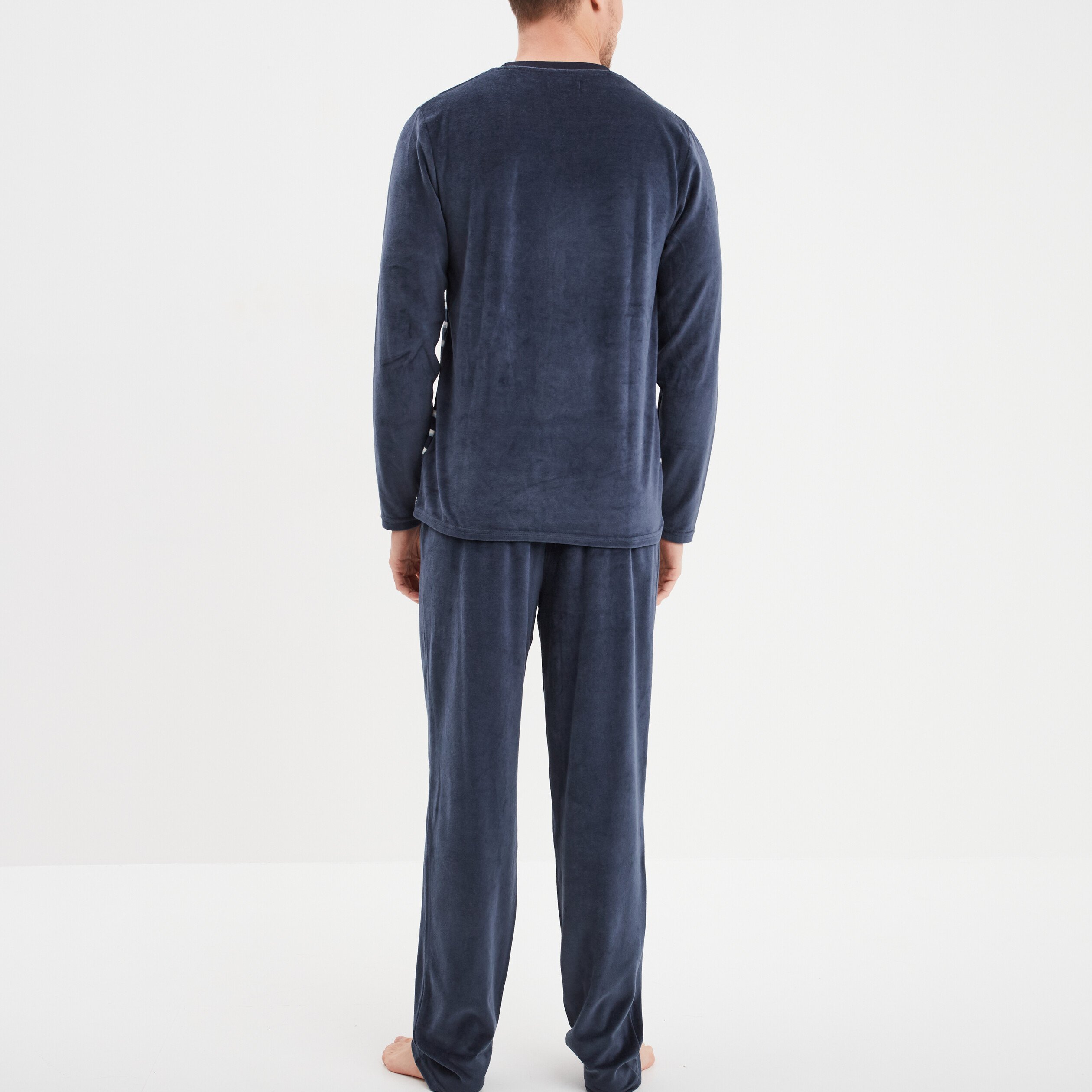 ensemble pyjama velours 2 pieces bleu homme Ensemble pyjama velours 2 pièces bleu homme
