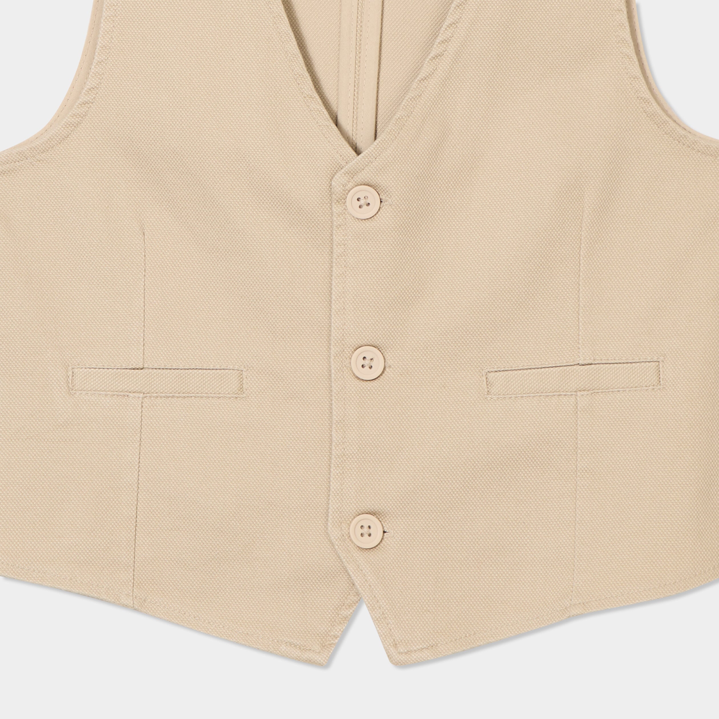 Gilet sans manches c&eacute;r&eacute;monie ajust&eacute; beige gar&ccedil;on