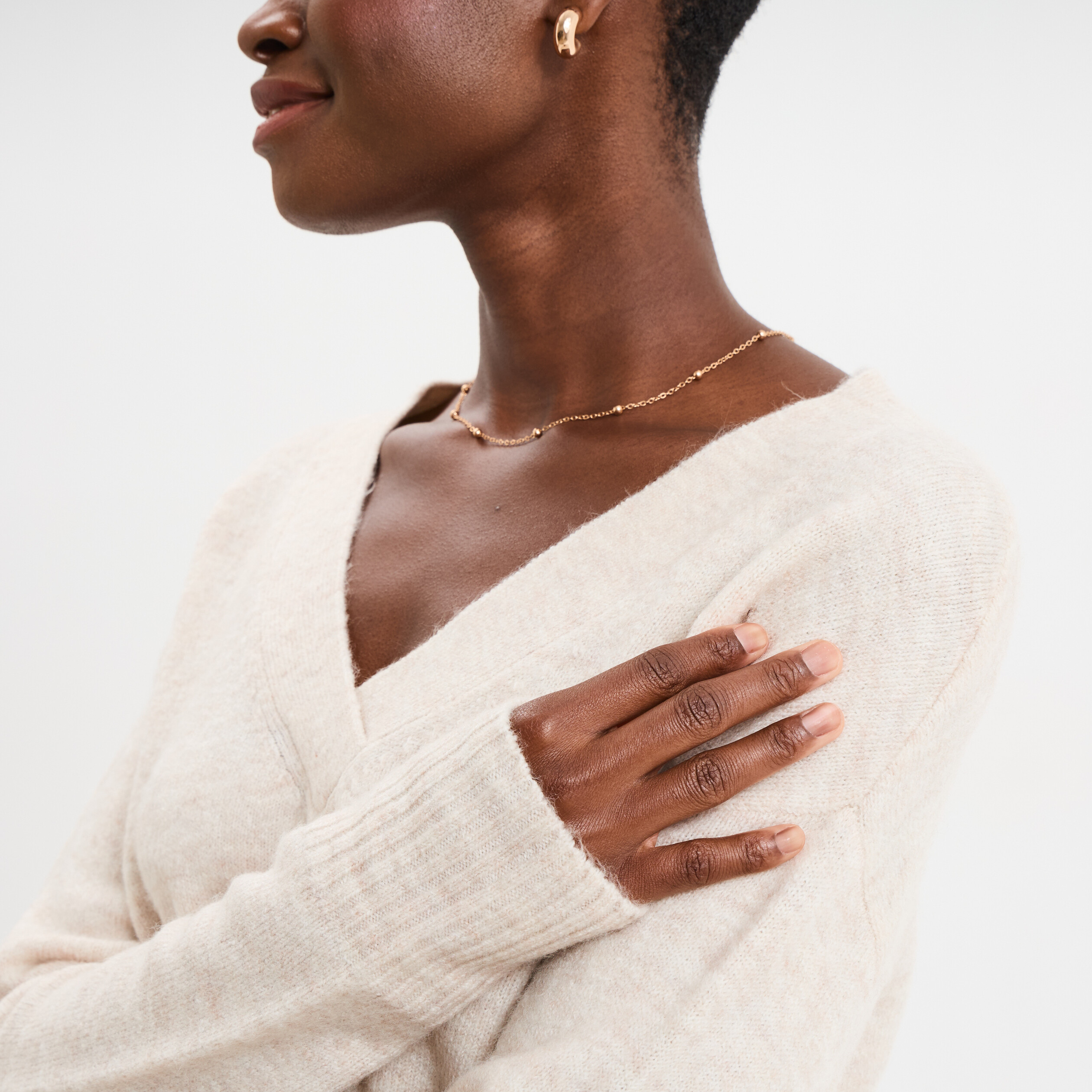 DESIGN - Pull Coupe Carrée à Col V Et Fentes Latérales - Camel