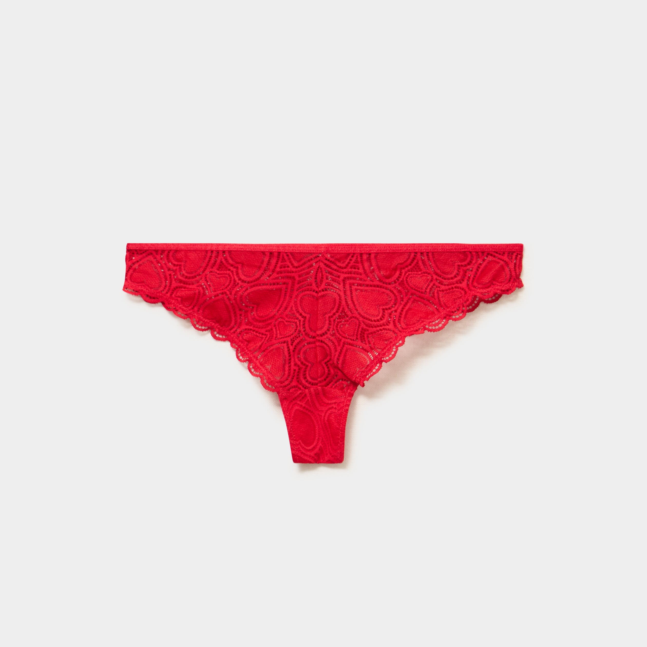 Tanga en dentelle rouge femme