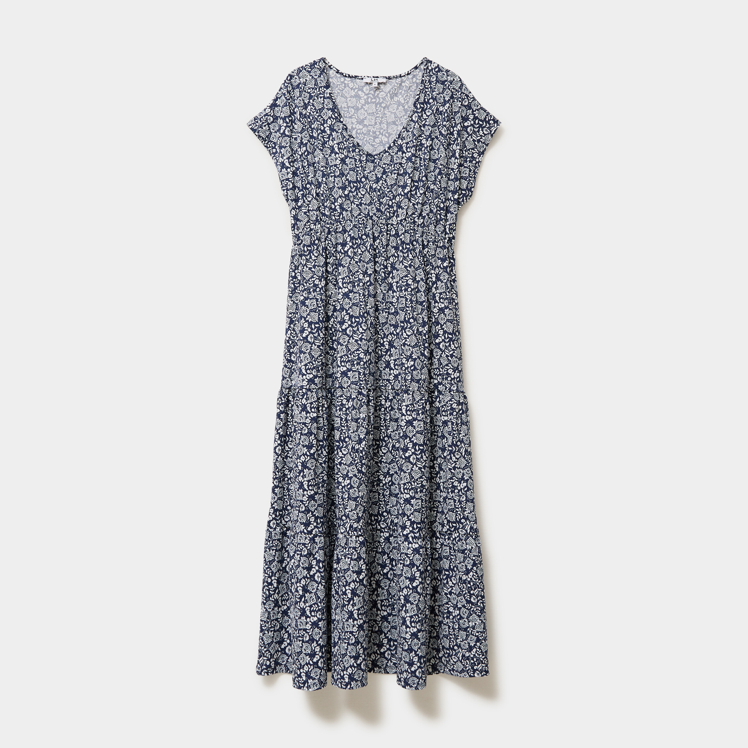 Robe longue col en V grossesse bleu marine femme maternit&eacute;