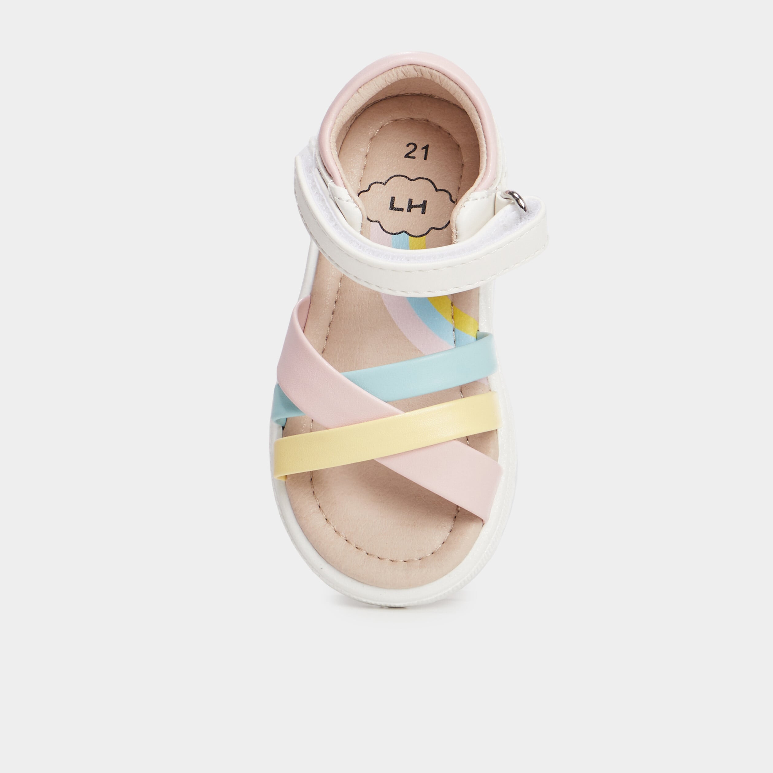 Sandales brides crois&eacute;es &agrave; scratchs blanc b&eacute;b&eacute; fille