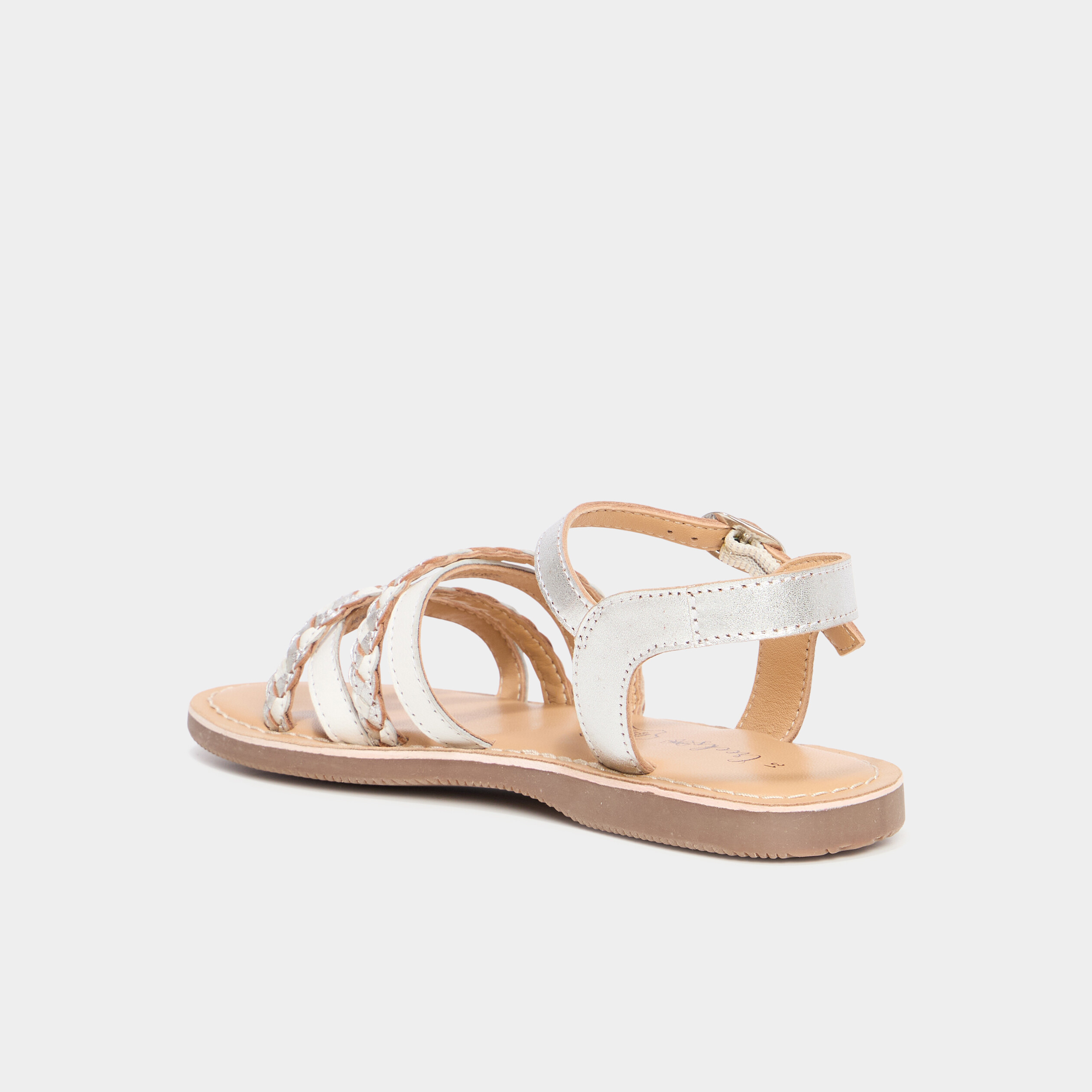 sandales plates en cuir blanc fille Sandales plates en cuir blanc fille