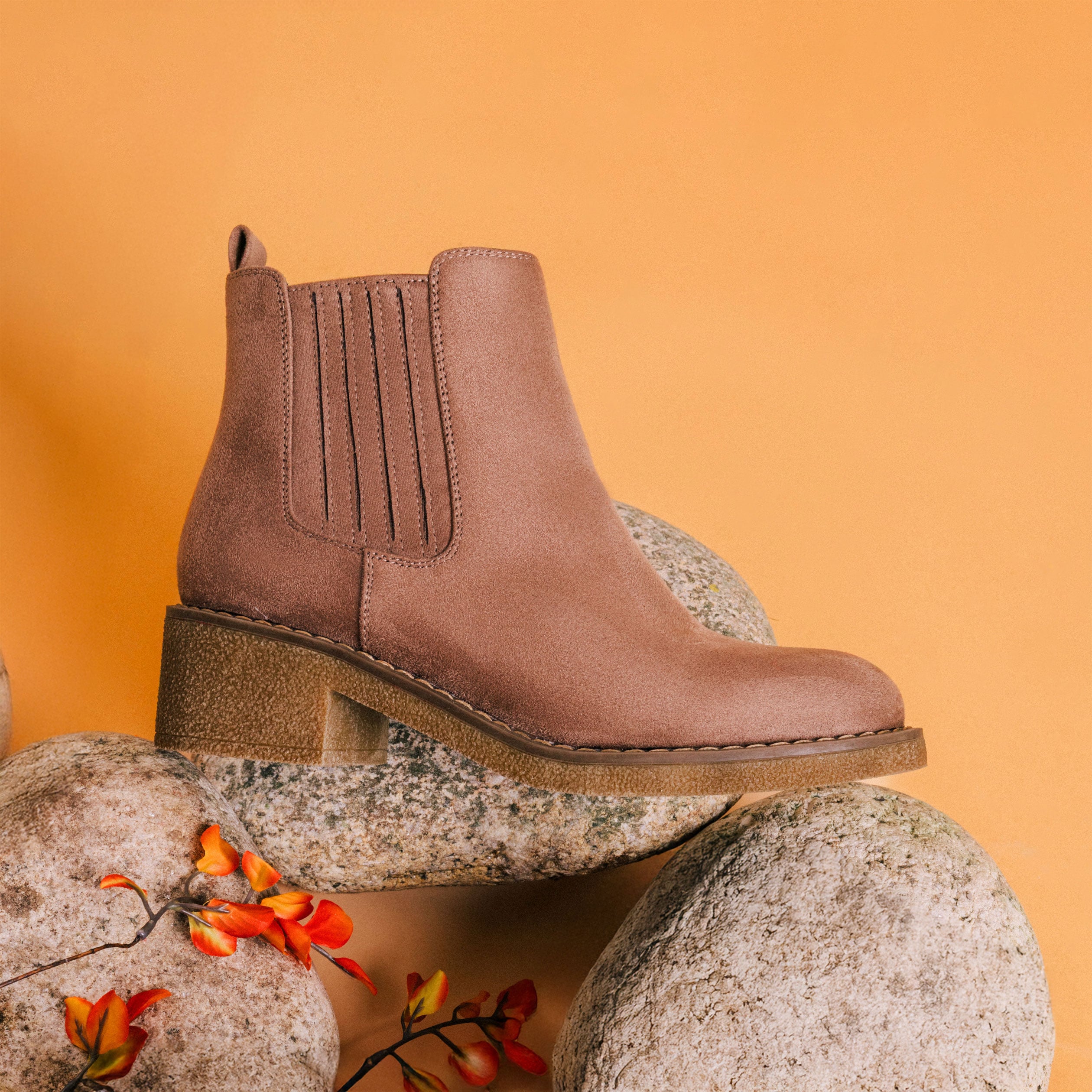 Boots chelsea talons 4 cm taupe femme