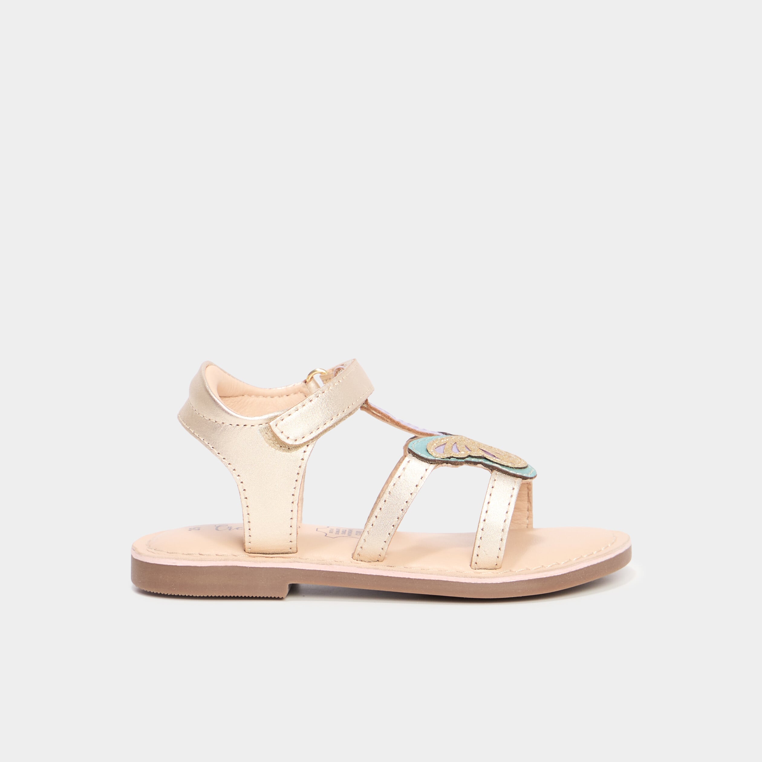 Sandales plates en cuir multicolore fille
