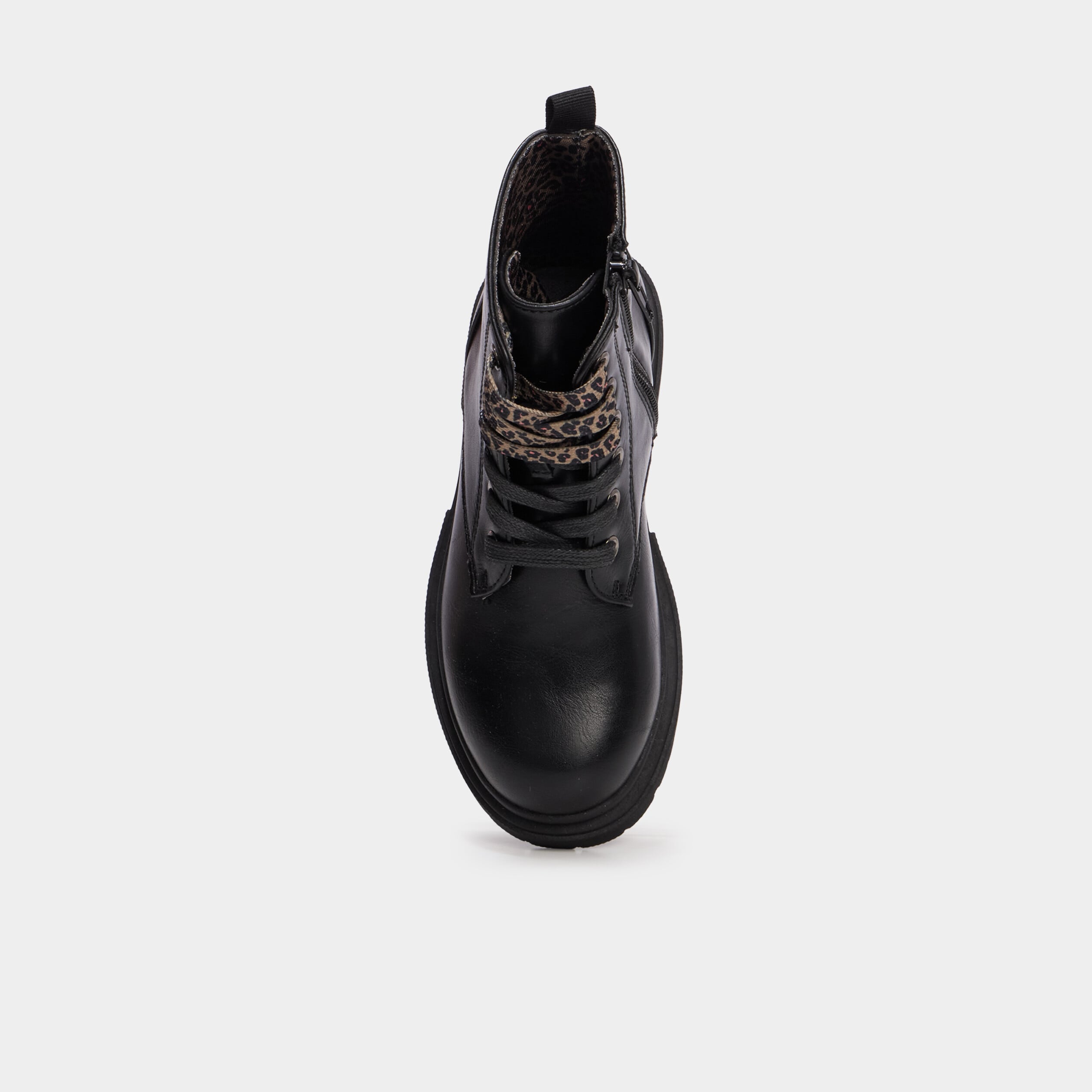 Bottines crant&eacute;es zipp&eacute;es &agrave; paillettes noir fille