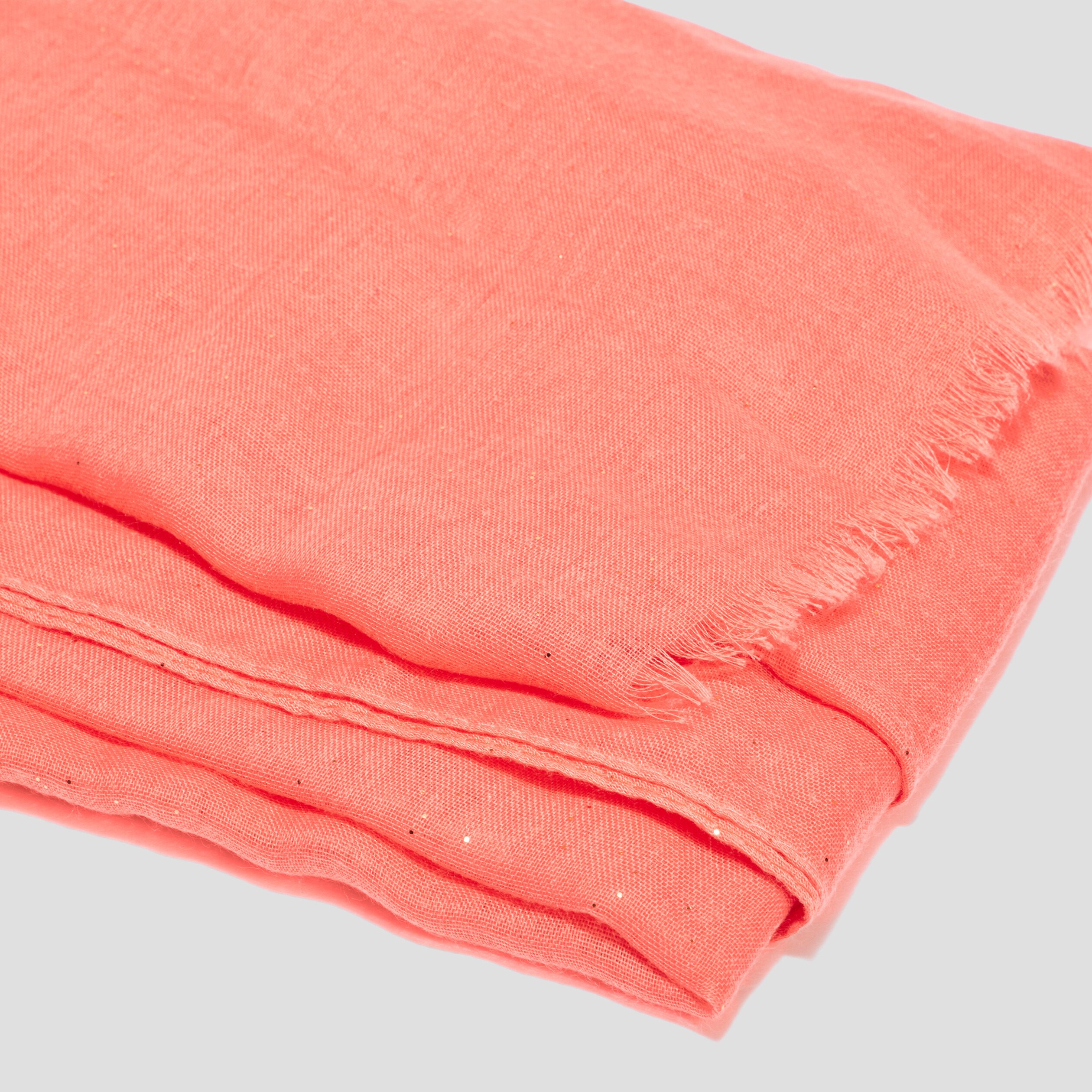 foulard bords a franges fines orange corail femme Foulard bords à franges fines orange corail femme