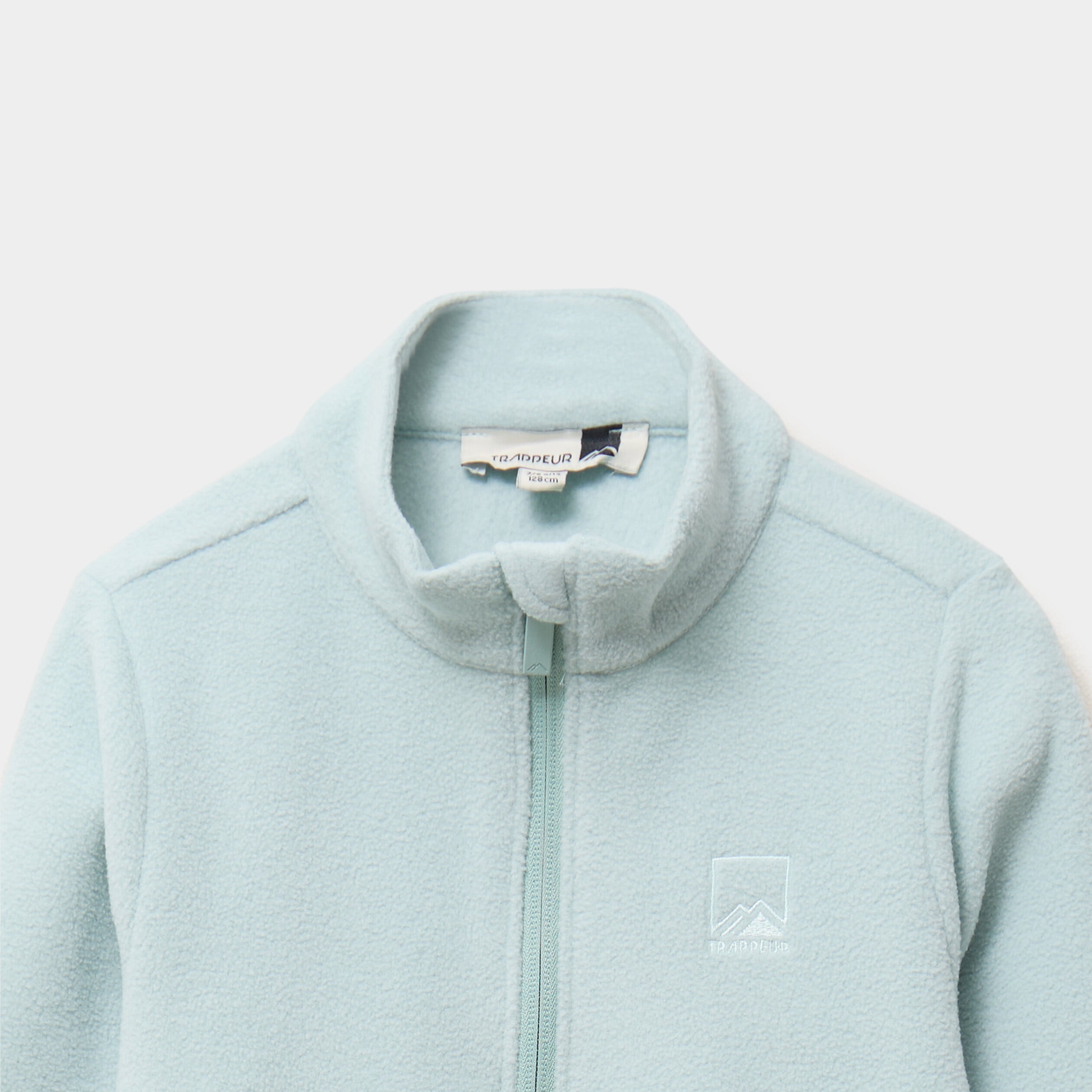 Sweat polaire col camionneur bleu gris fille