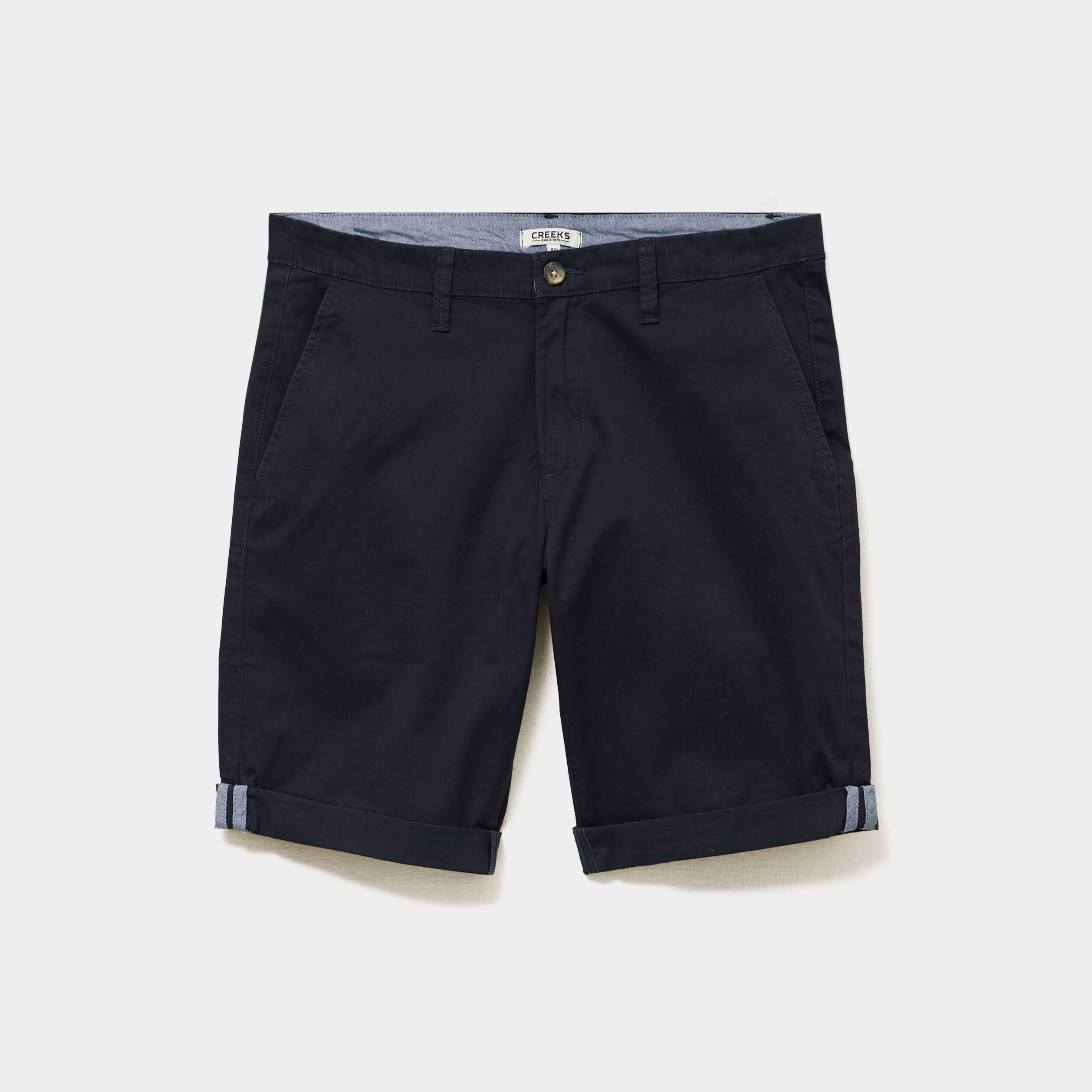 Bermuda short chino straight stretch bleu fonc&eacute; homme