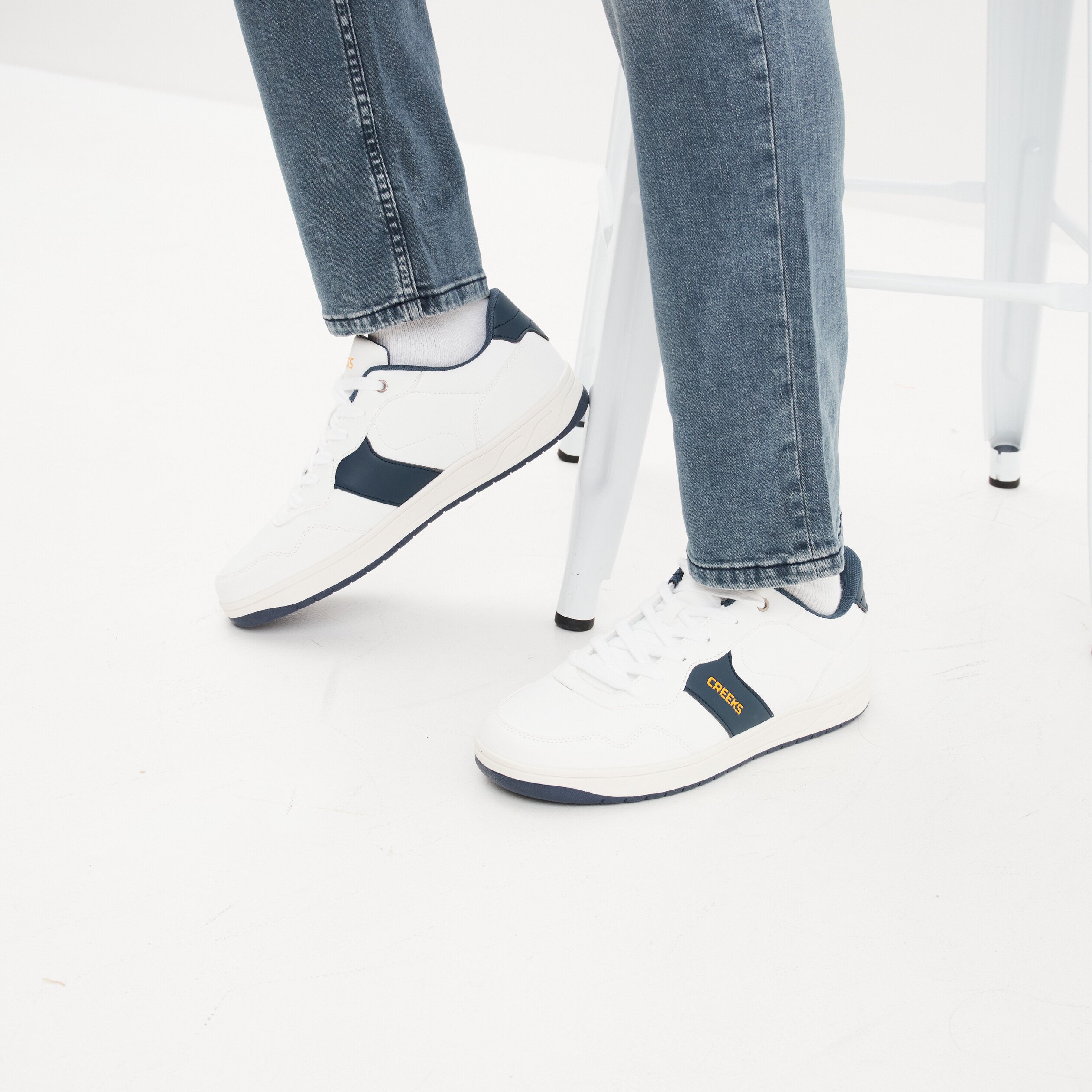 tennis basses a lacets creeks blanc homme Tennis basses à lacets Creeks blanc homme