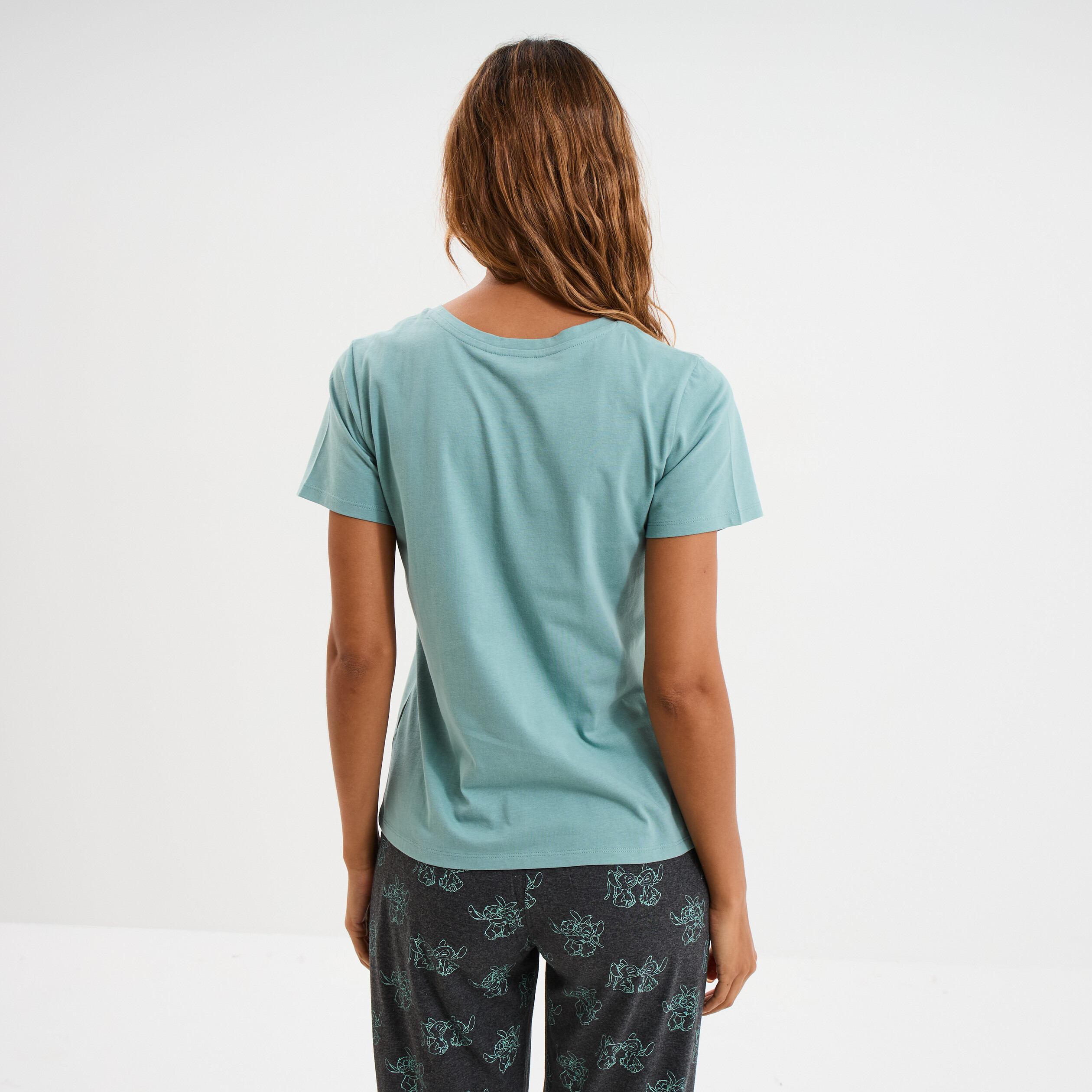 ensemble pyjama 2 pieces stitch bleu gris femme Ensemble pyjama 2 pièces Stitch bleu gris femme