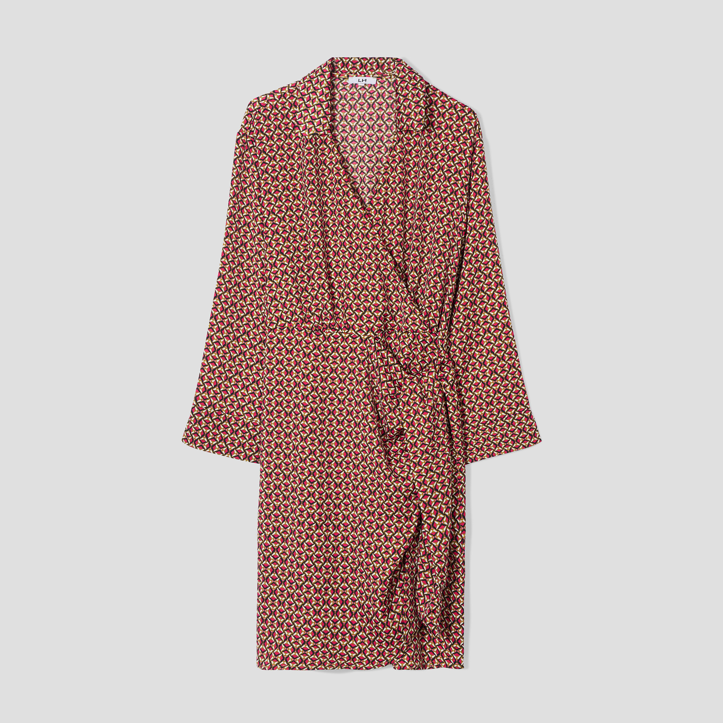 robe col cache coeur avec noeud rose fushia femme Robe col cache-coeur avec noeud rose fushia femme