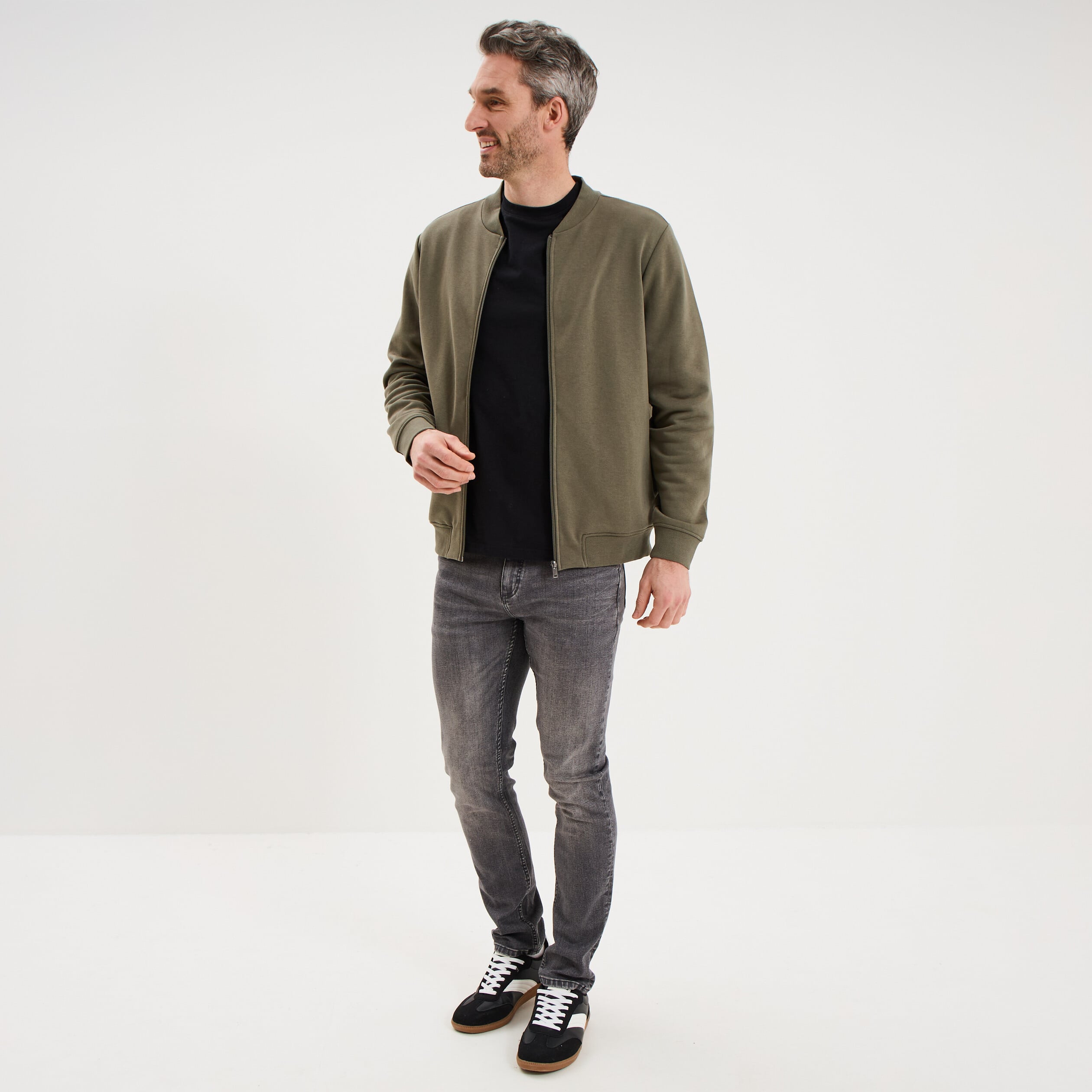 Gilet molletonn&eacute; zipp&eacute; col teddy vert kaki homme