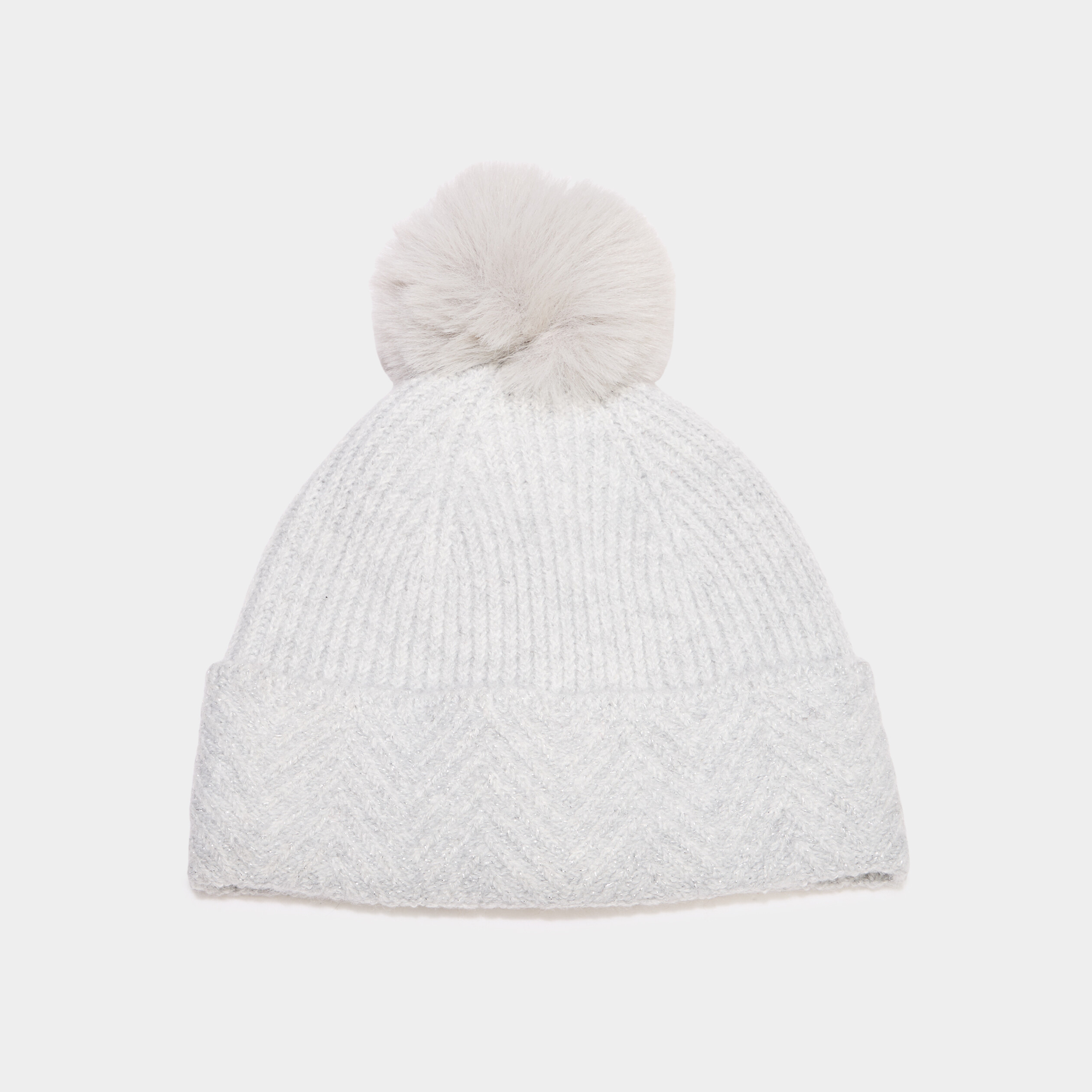 Bonnet &agrave; pompon gris femme