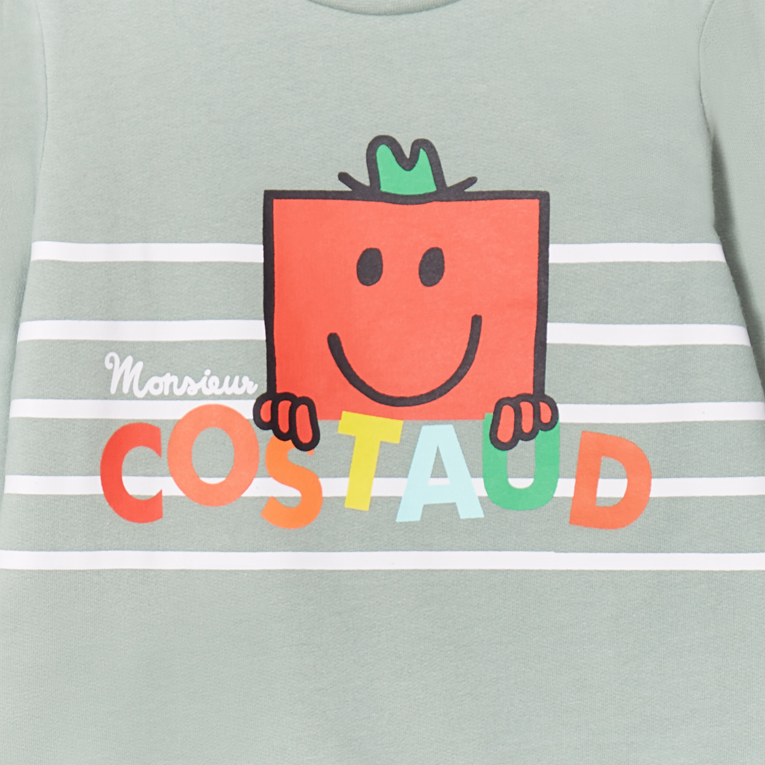 Sweat coton Monsieur Madame Mr Costaud vert bébé garçon