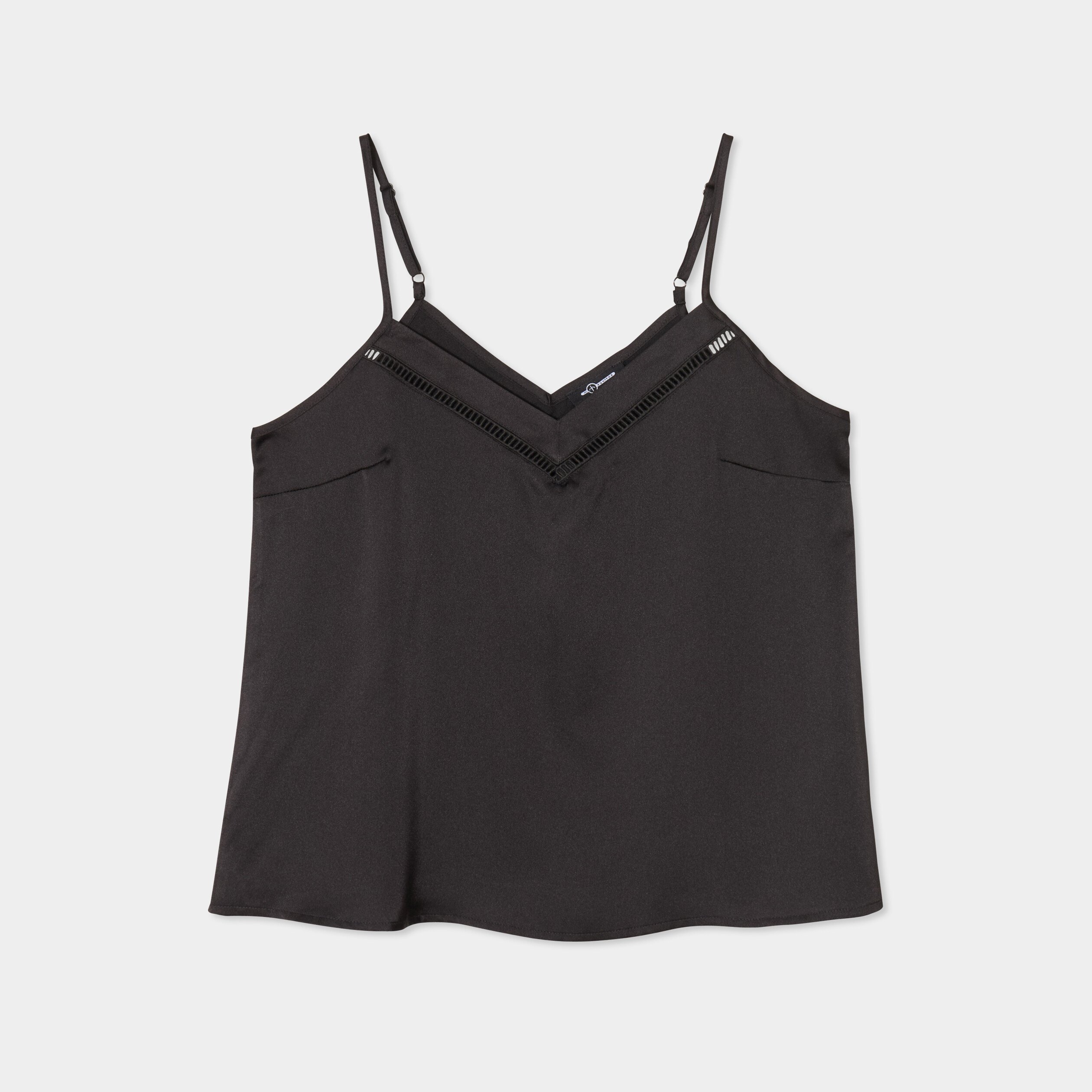 caraco effet satin noir femme Caraco effet satin noir femme