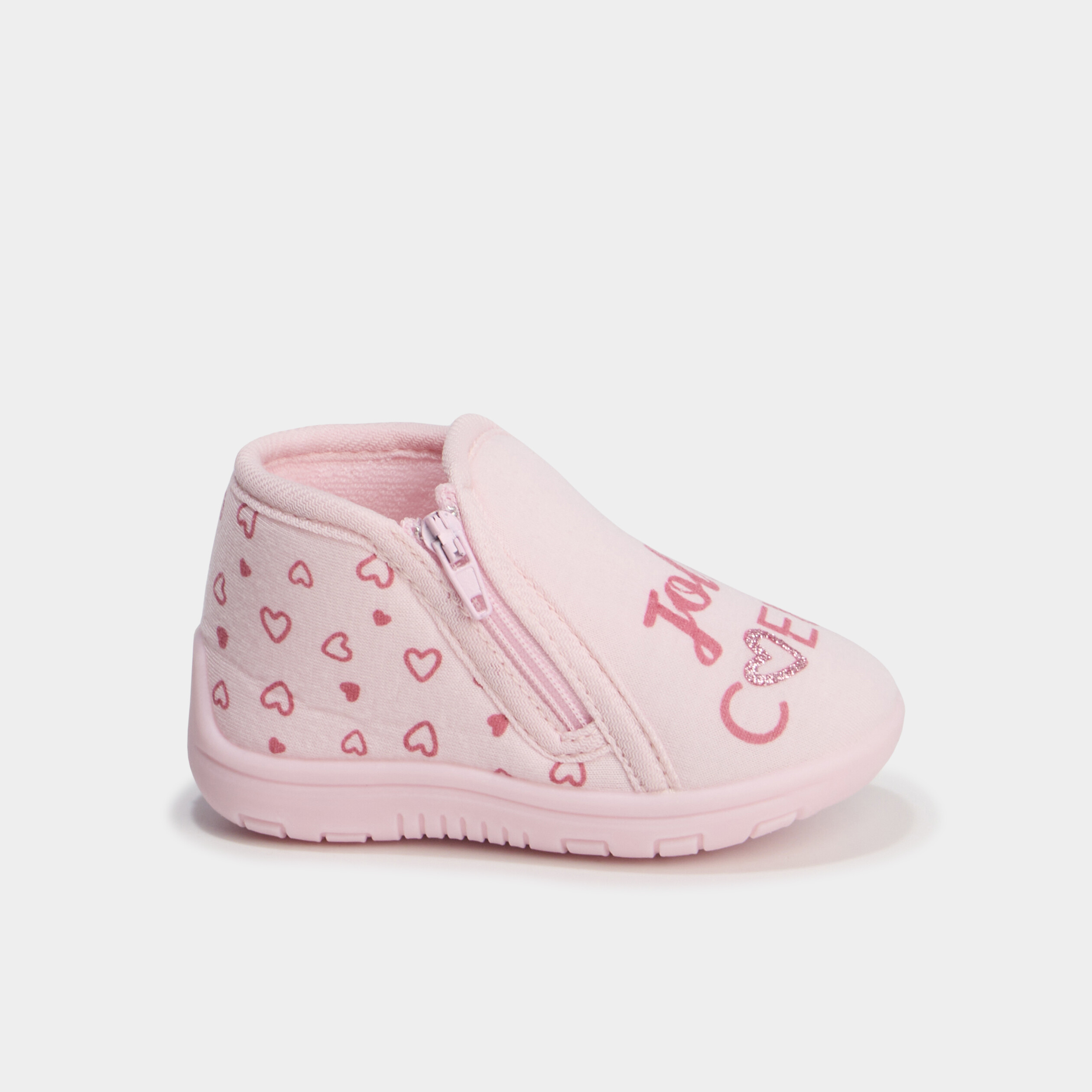 Chaussons bottillons zipp&eacute;s rose b&eacute;b&eacute; fille