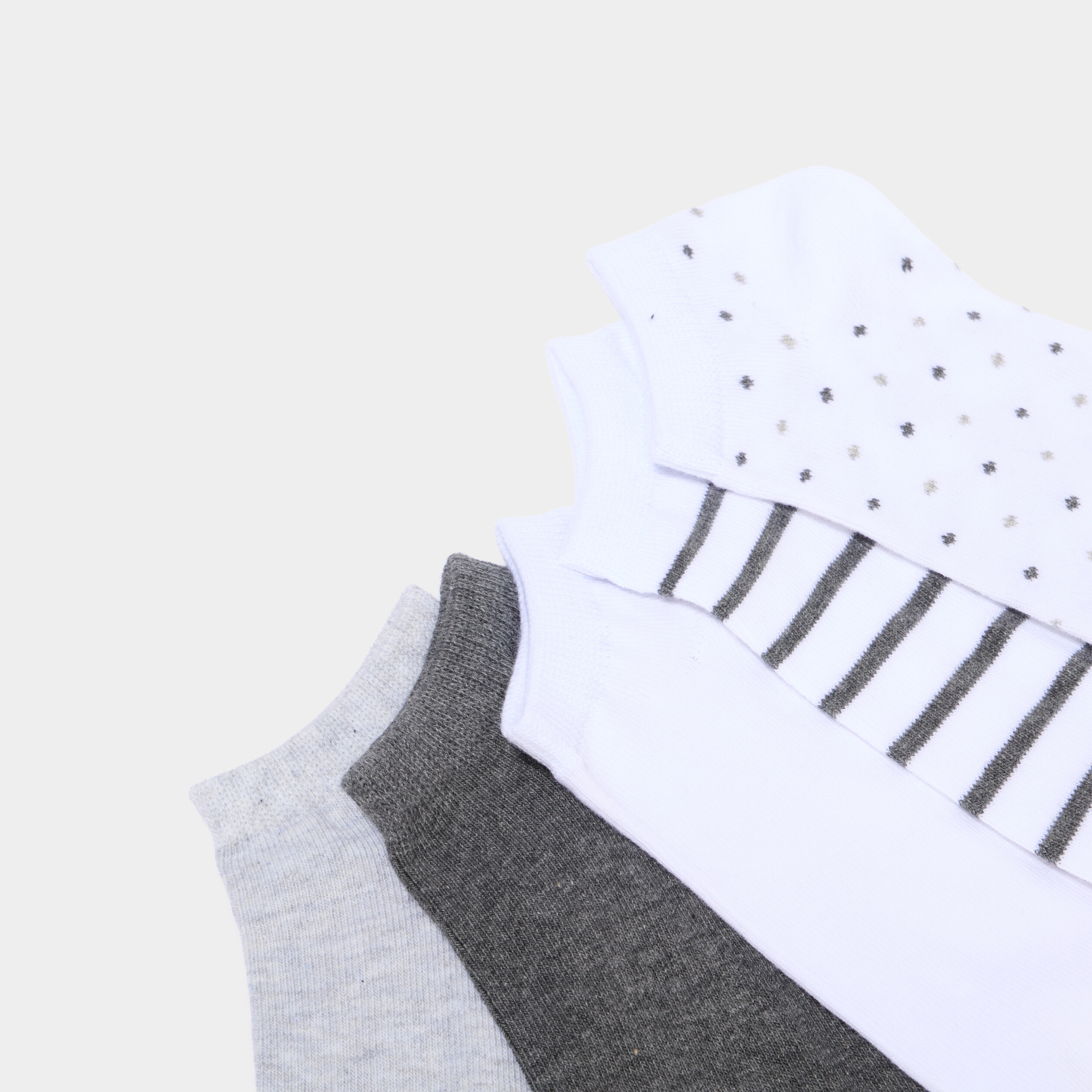 Lot 5 paires chaussettes invisibles gris clair femme