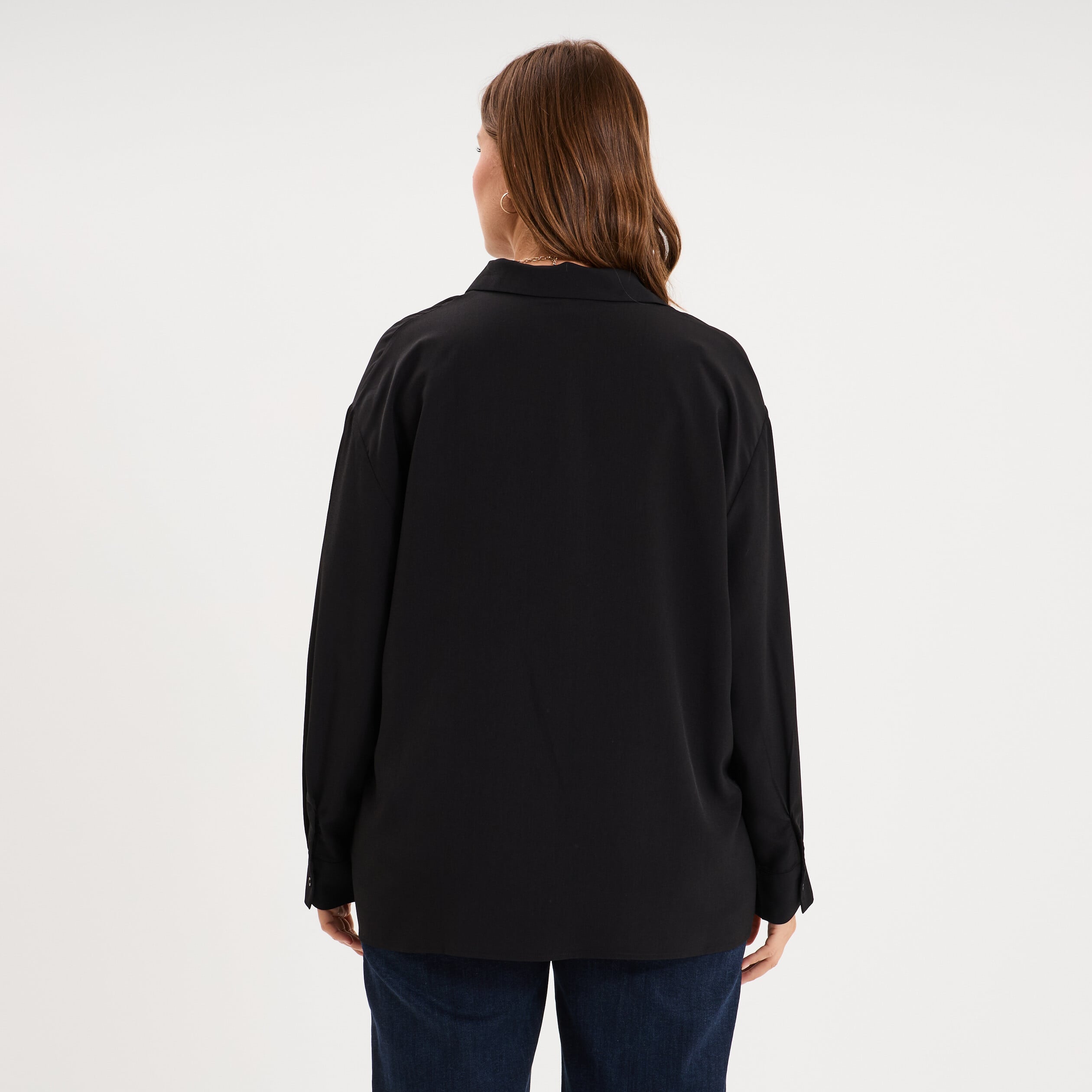 Chemise fluide manches longues noir femme grande taille
