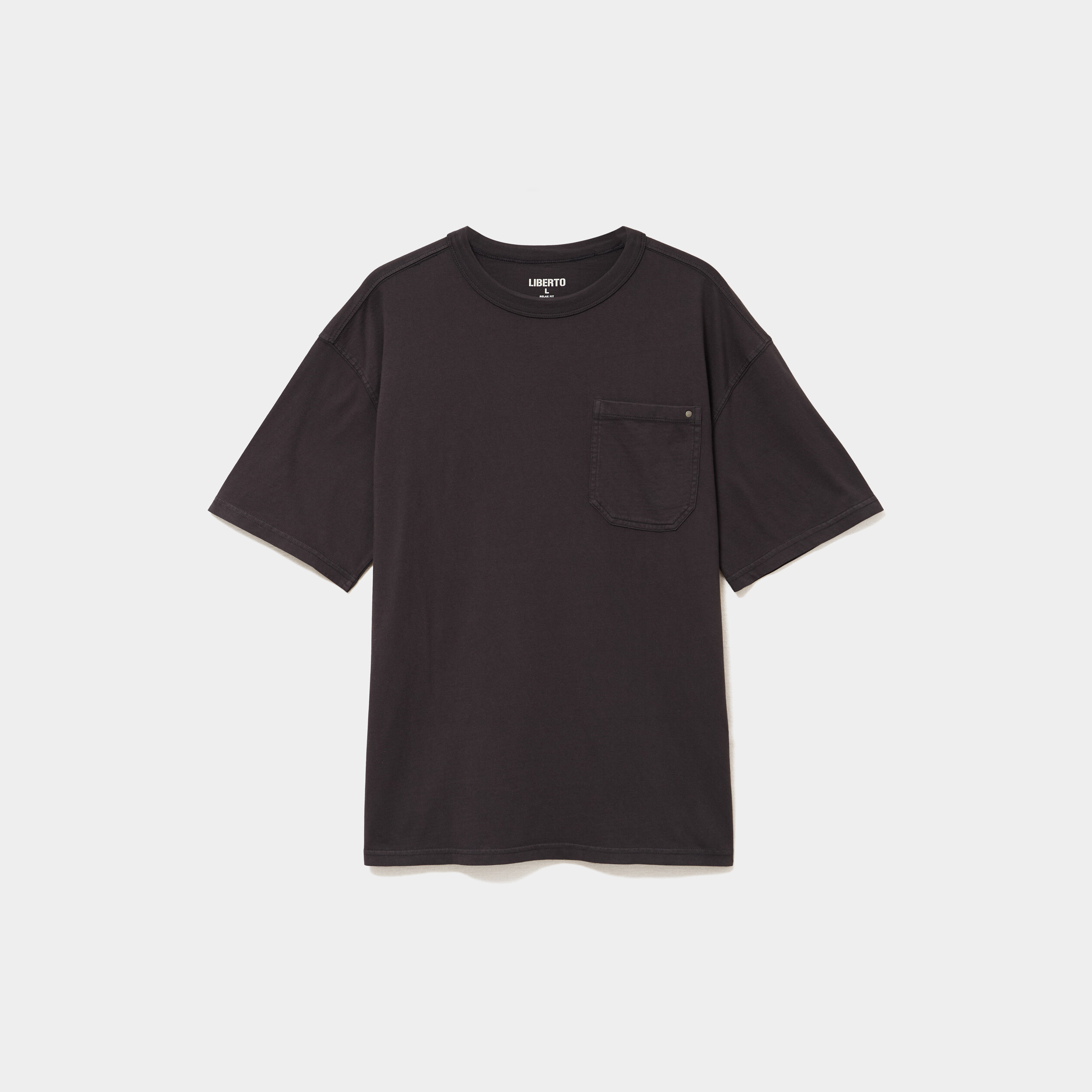 T-shirt 1 poche manches courtes coton gris fonc&eacute; homme