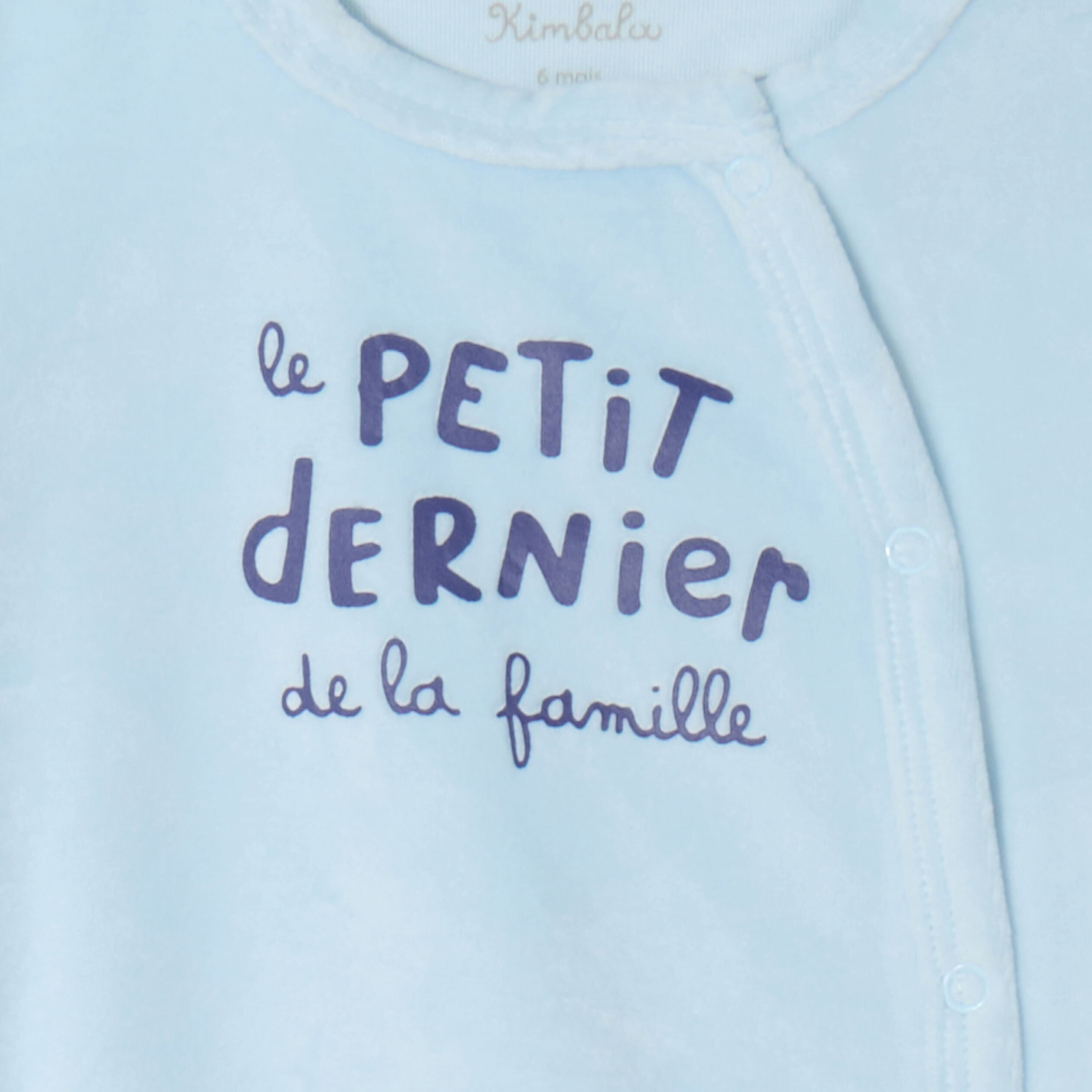 Dors-bien manches longues effet velours bleu ciel b&eacute;b&eacute;