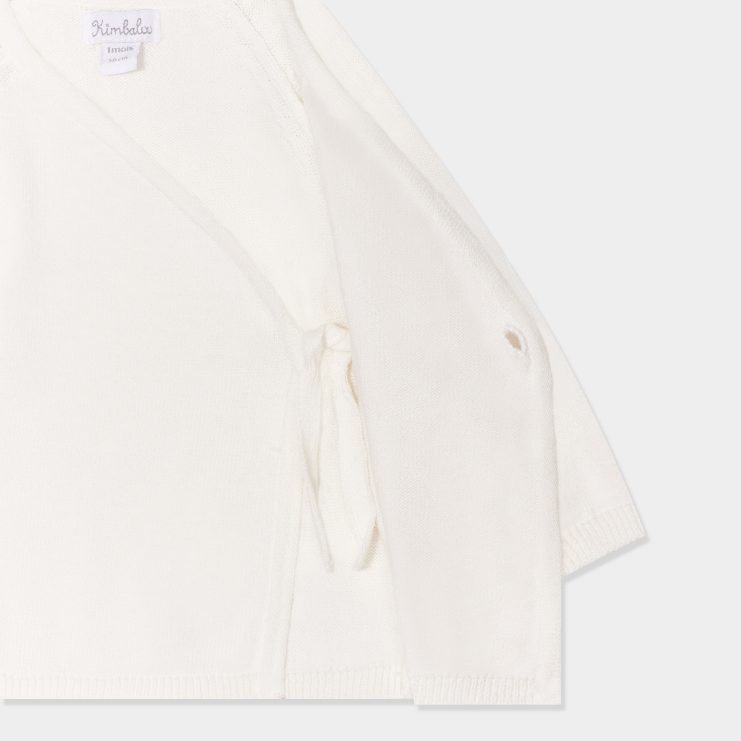 Gilet coton col cache-coeur blanc b&eacute;b&eacute; gar&ccedil;on