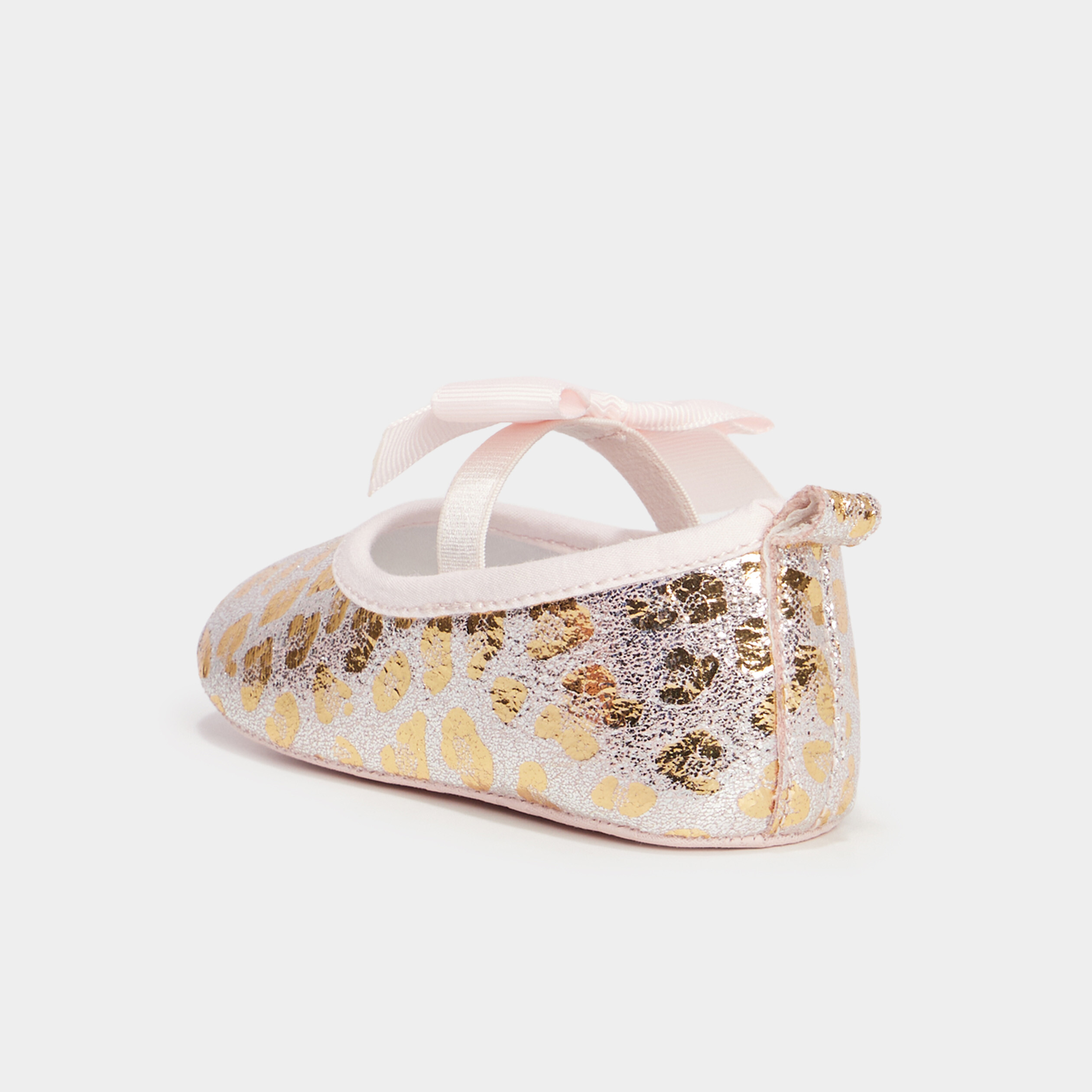 Bottons ballerines avec bride &eacute;lastiqu&eacute;e jaune or b&eacute;b&eacute; fille