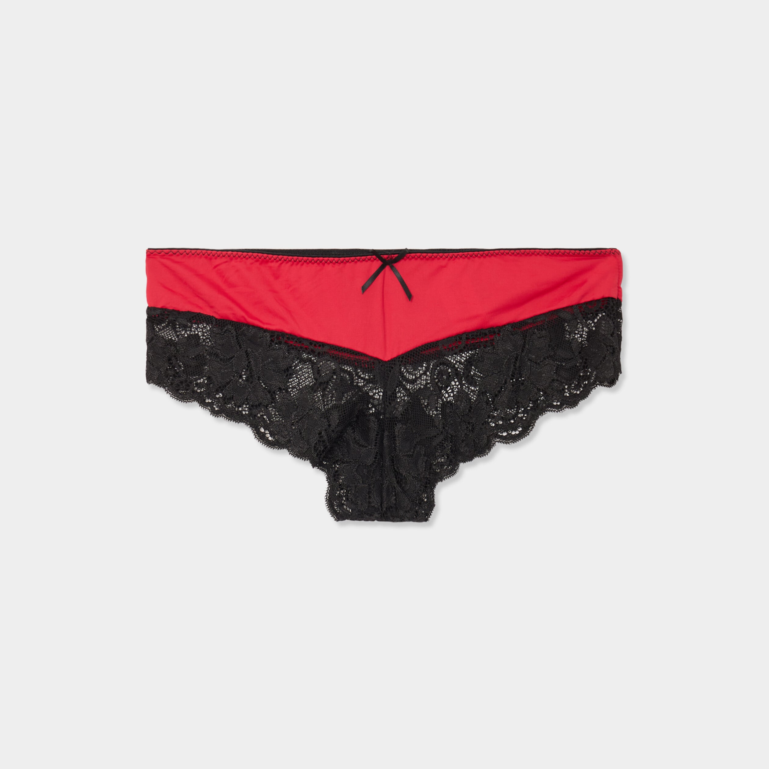 Shorty microfibre avec dentelle rose framboise femme
