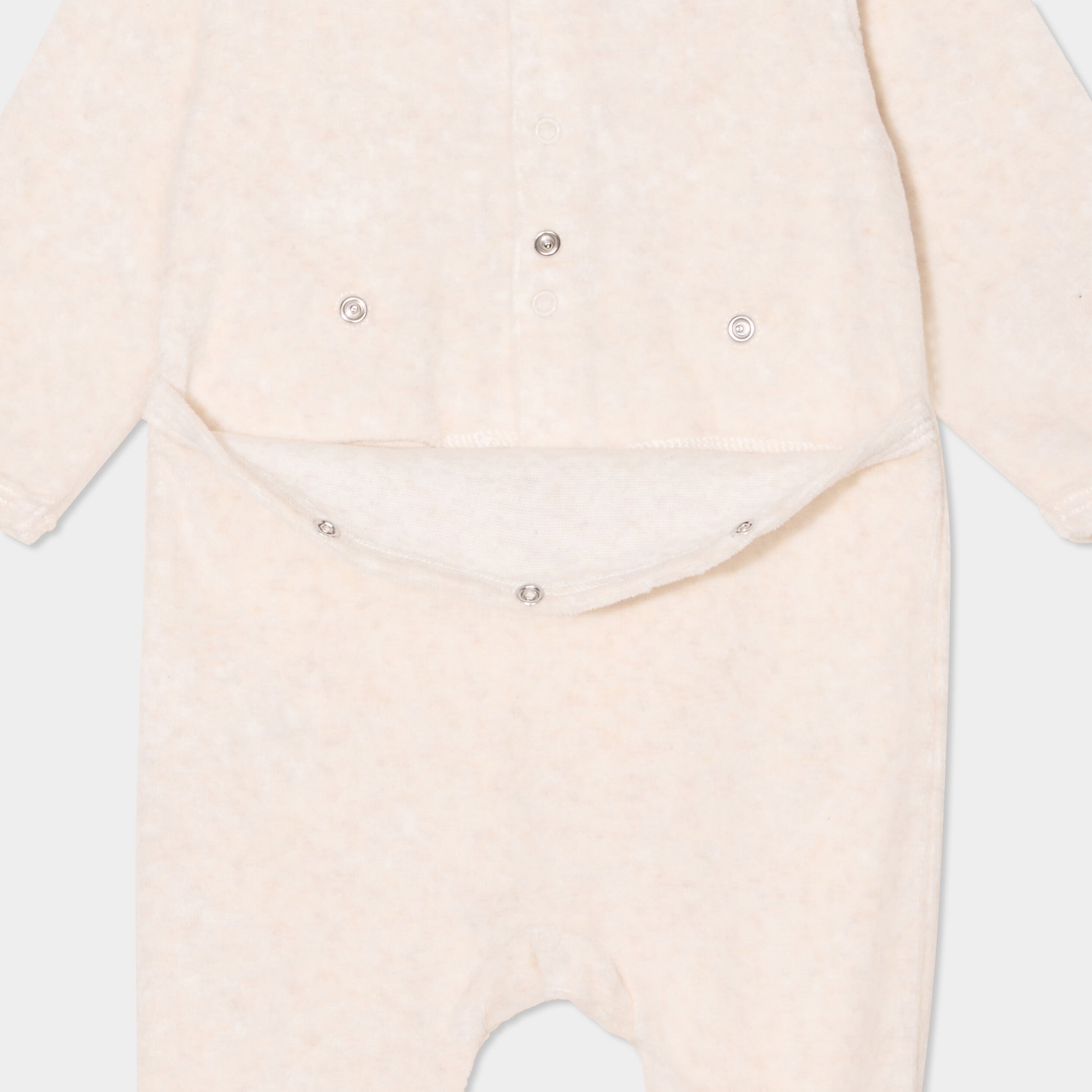 Dors-bien velours manches longues beige b&eacute;b&eacute;