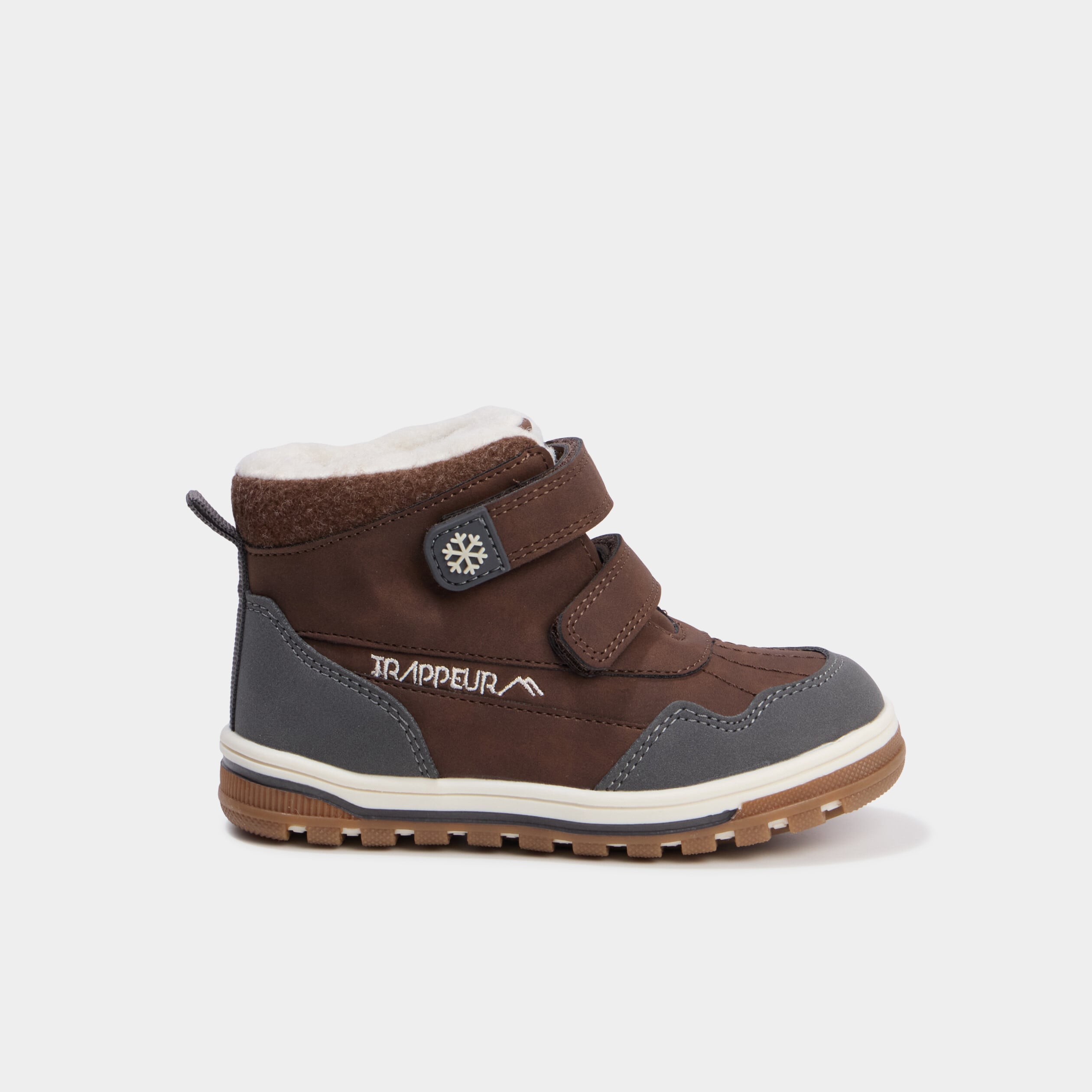 Bottines fourr&eacute;es &agrave; scratchs Trappeur marron gar&ccedil;on